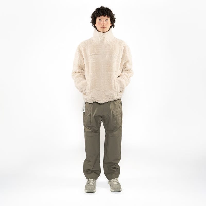 Purple Brand Wordmark Repeat Sherpa Jacket - Ecru