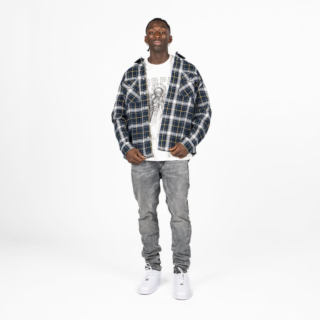 Purple Brand Plaid Flannel Shirt - Black