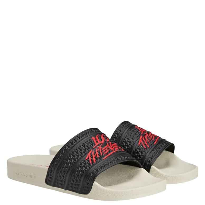 ADIDAS ADILETTE SLIDES 100 THIEVES BLACK RED