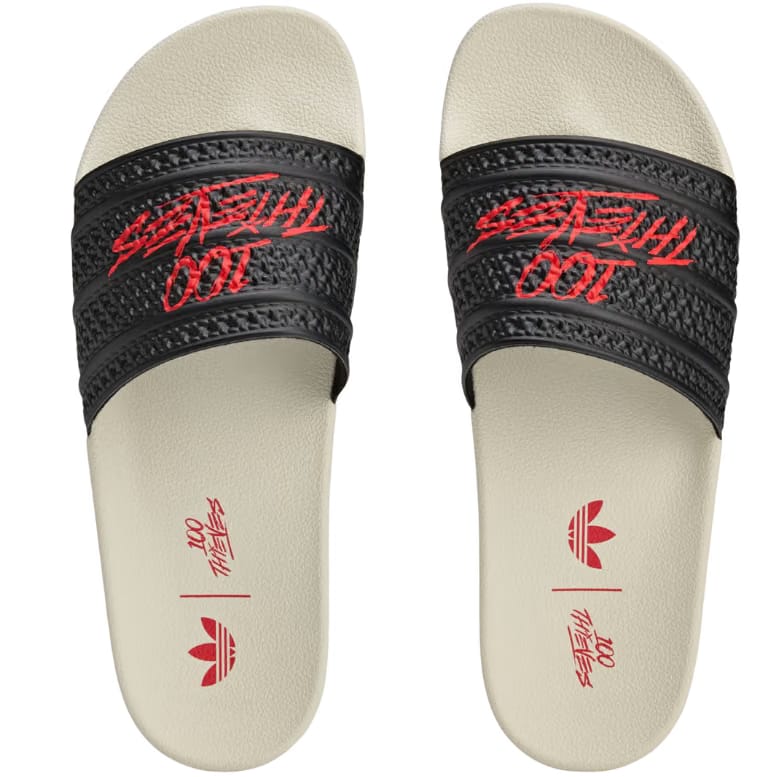 ADIDAS ADILETTE SLIDES 100 THIEVES BLACK RED