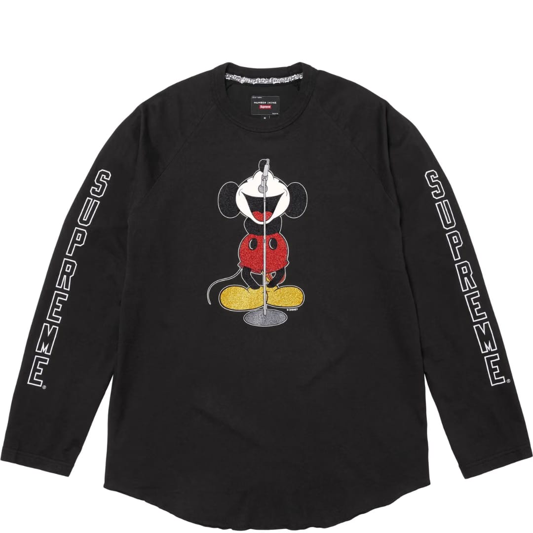 SUPREME X NUMBER (N)INE MICKEY RAGLAN BLACK L/S TEE