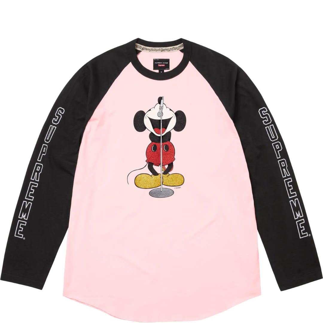 SUPREME X NUMBER (N)INE MICKEY RAGLAN PINK L/S TEE