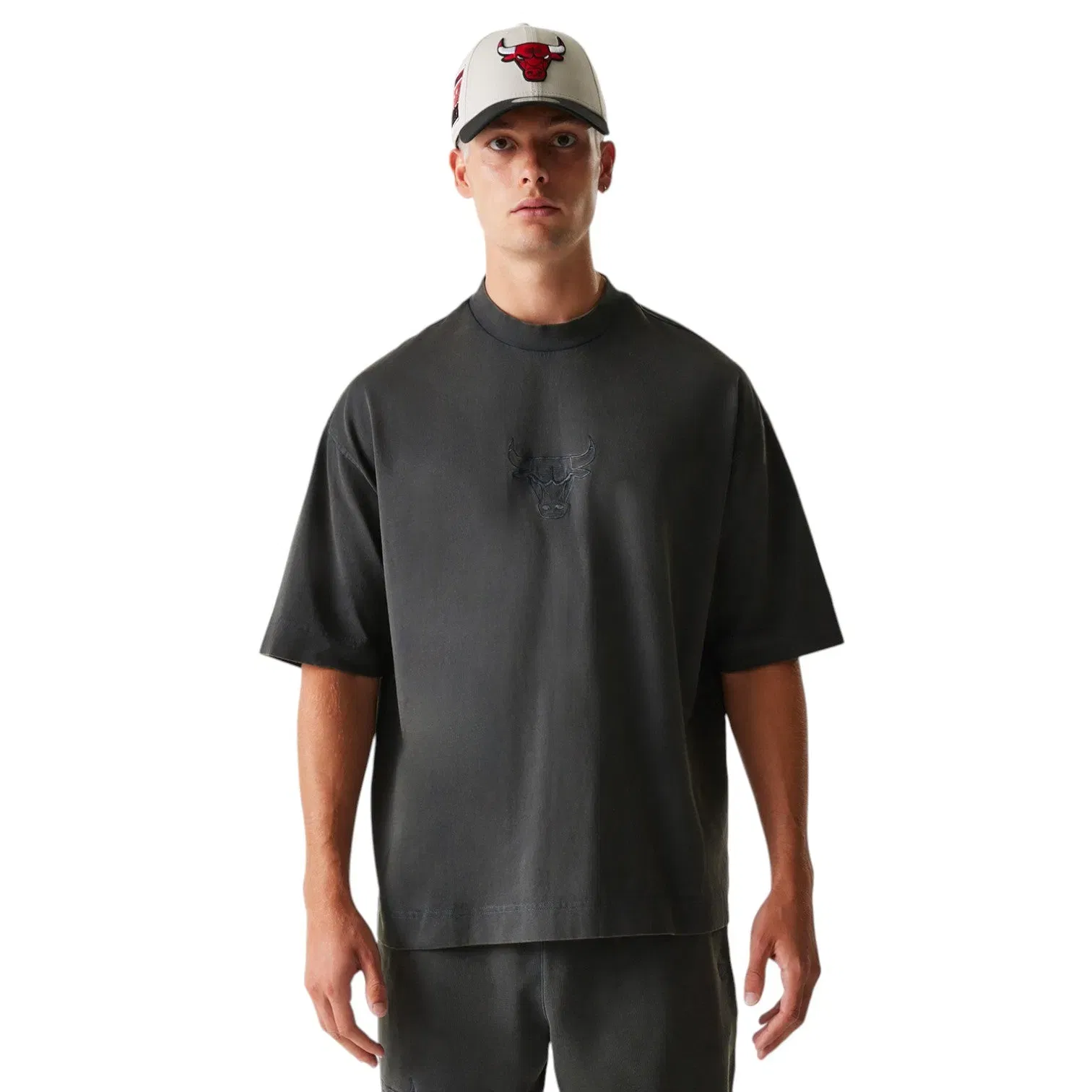 New Era T-shirt Oversize Chicago Bulls Dark Grey