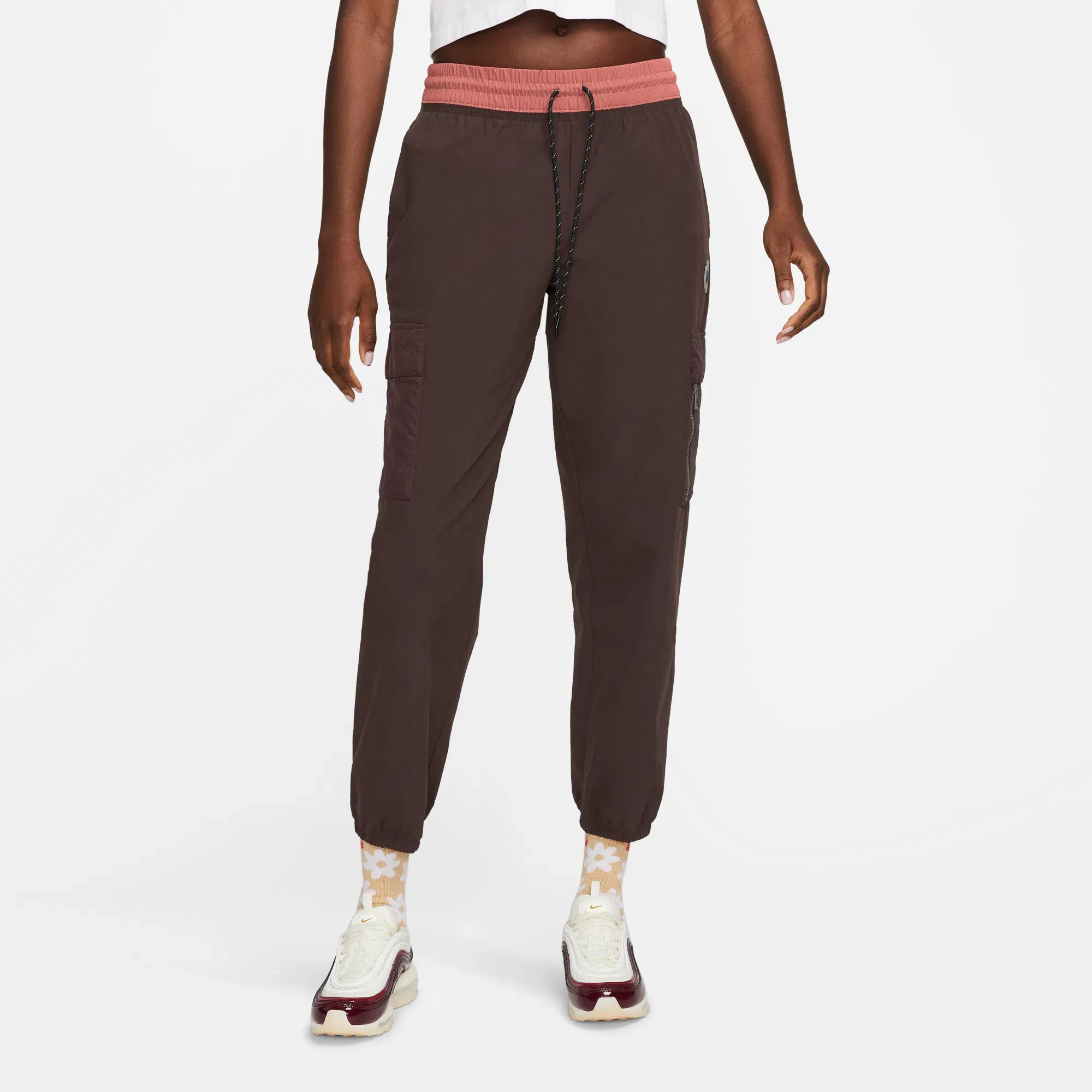 Nike Womens Nike Woven Cropped Cargo Jogger Pants 'Brown'