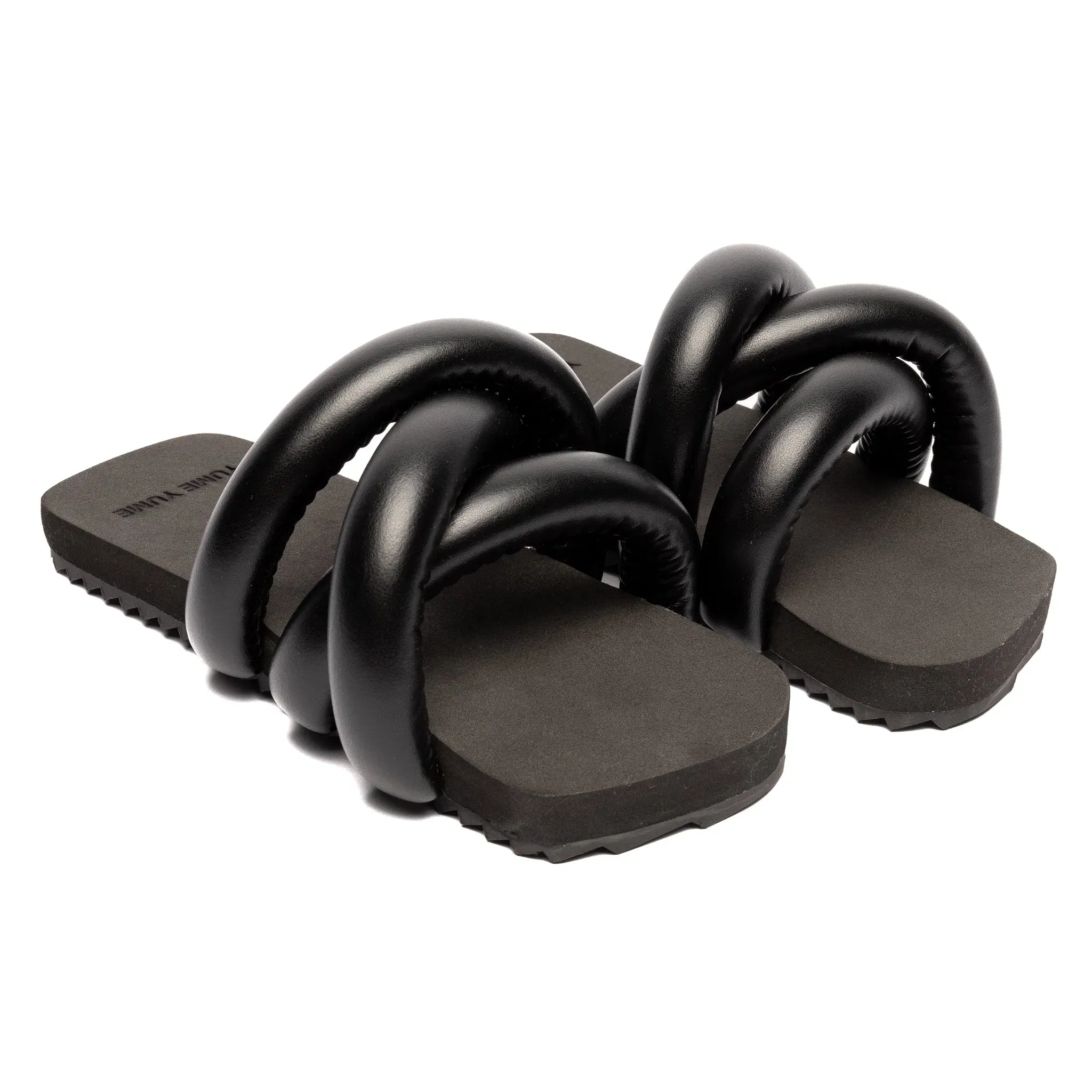 Yume Yume Women's Tyre Slide 'Black Bio Leather'