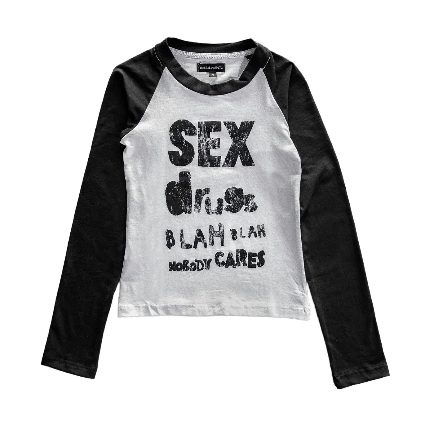 General Public Womens General Public Blah Baseball Tee 'White/Black'