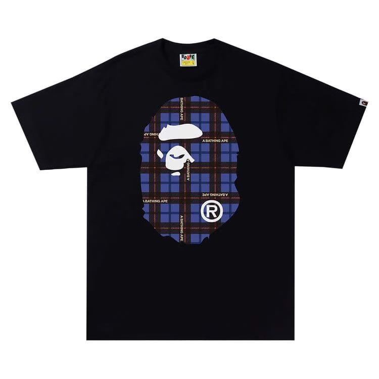 BAPE Logo Check Big Ape Head T-Shirt - Black