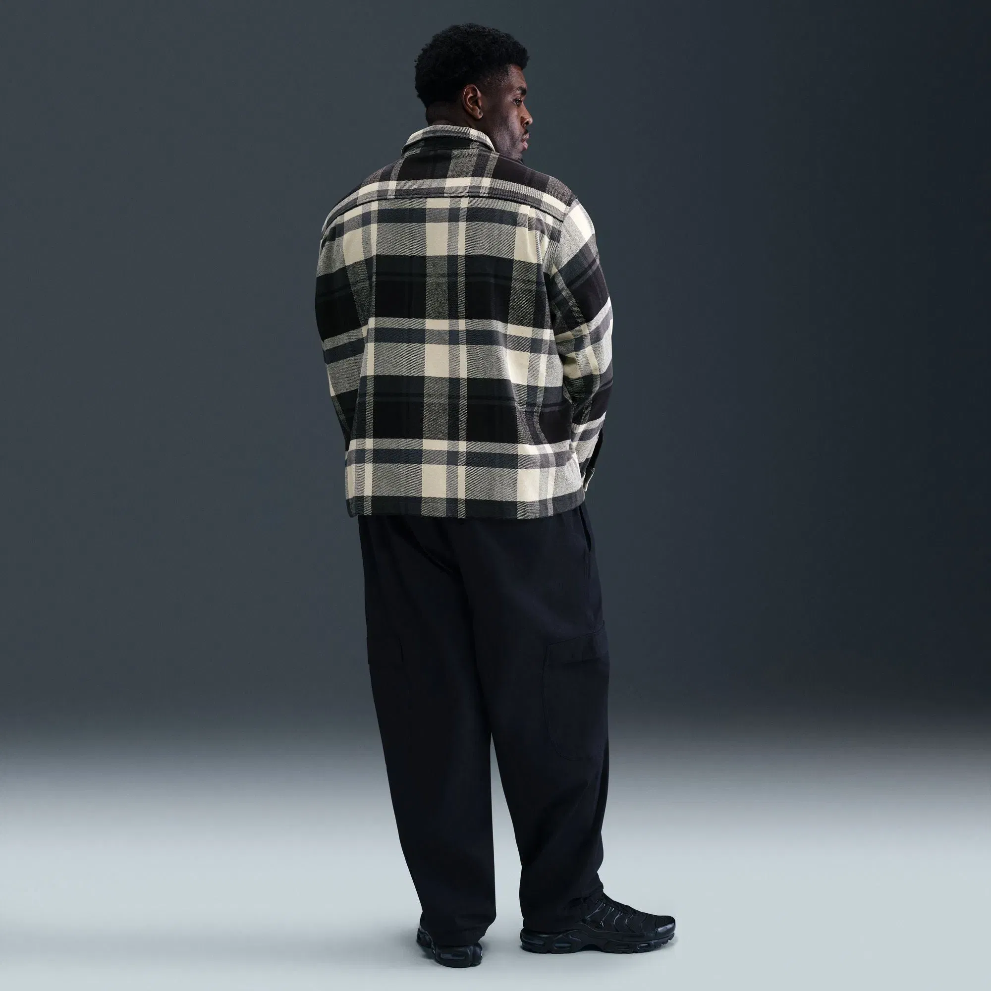 Nike Life Flannel Shirt 'Black/White'