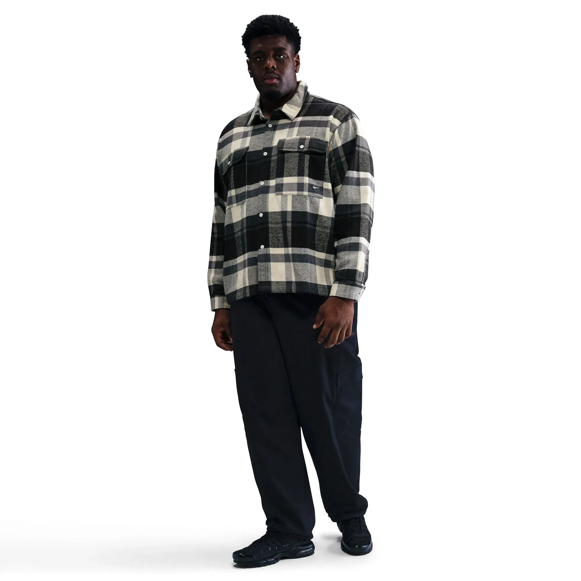 Nike Life Flannel Shirt 'Black/White'