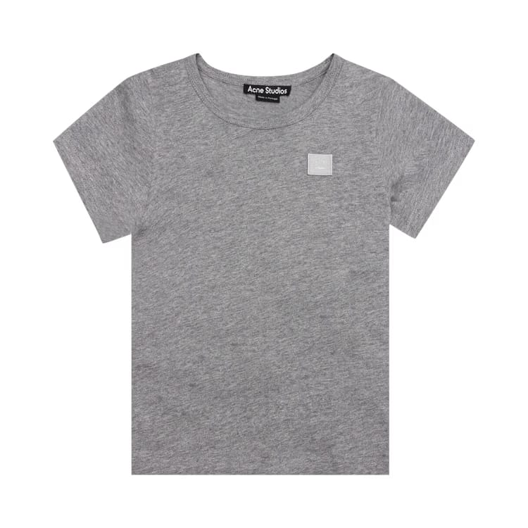Acne Studios Kids Nash Face T-Shirt Light Grey Melange