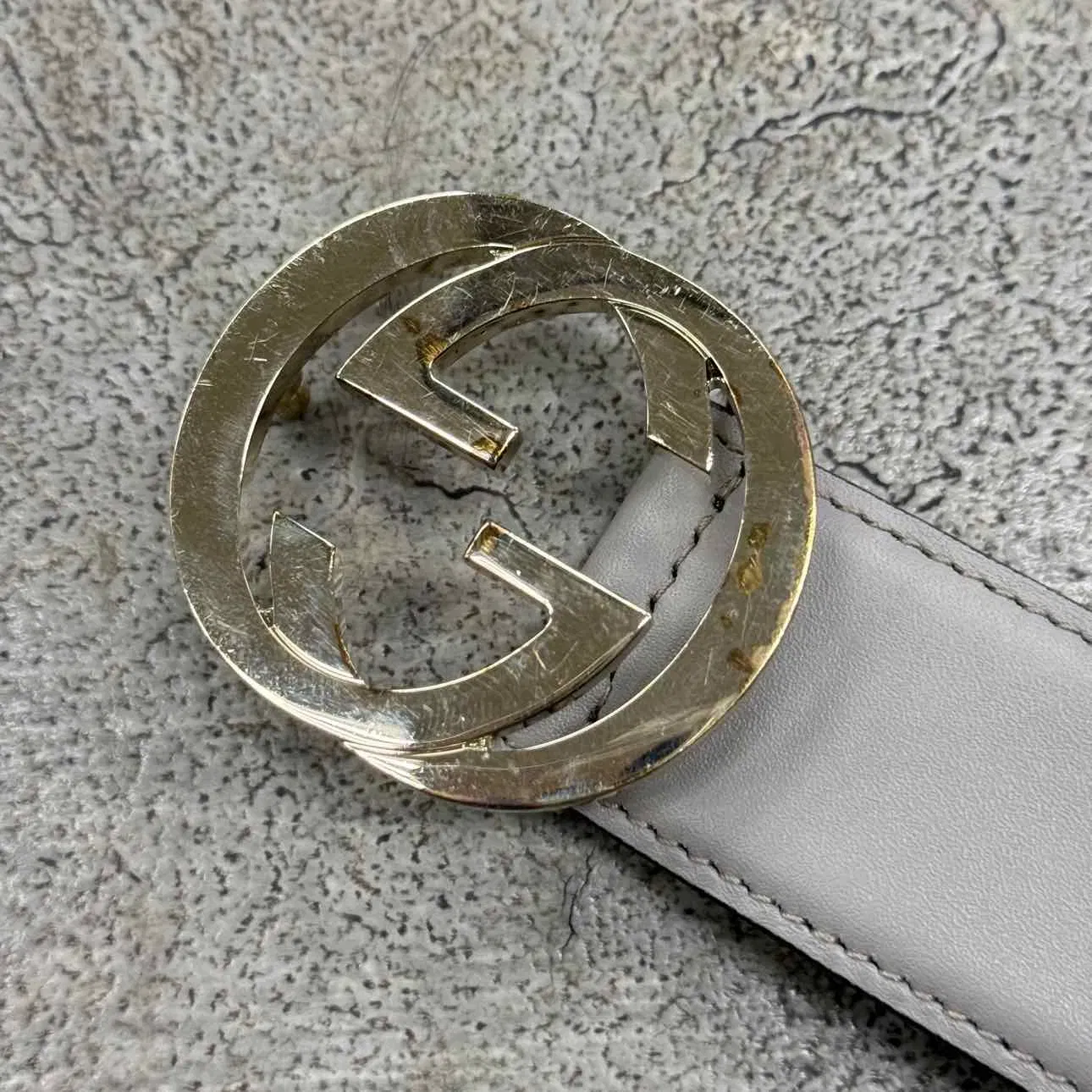 Gucci (W) Belt "SILVER BUCKLE" New Grey Size 34