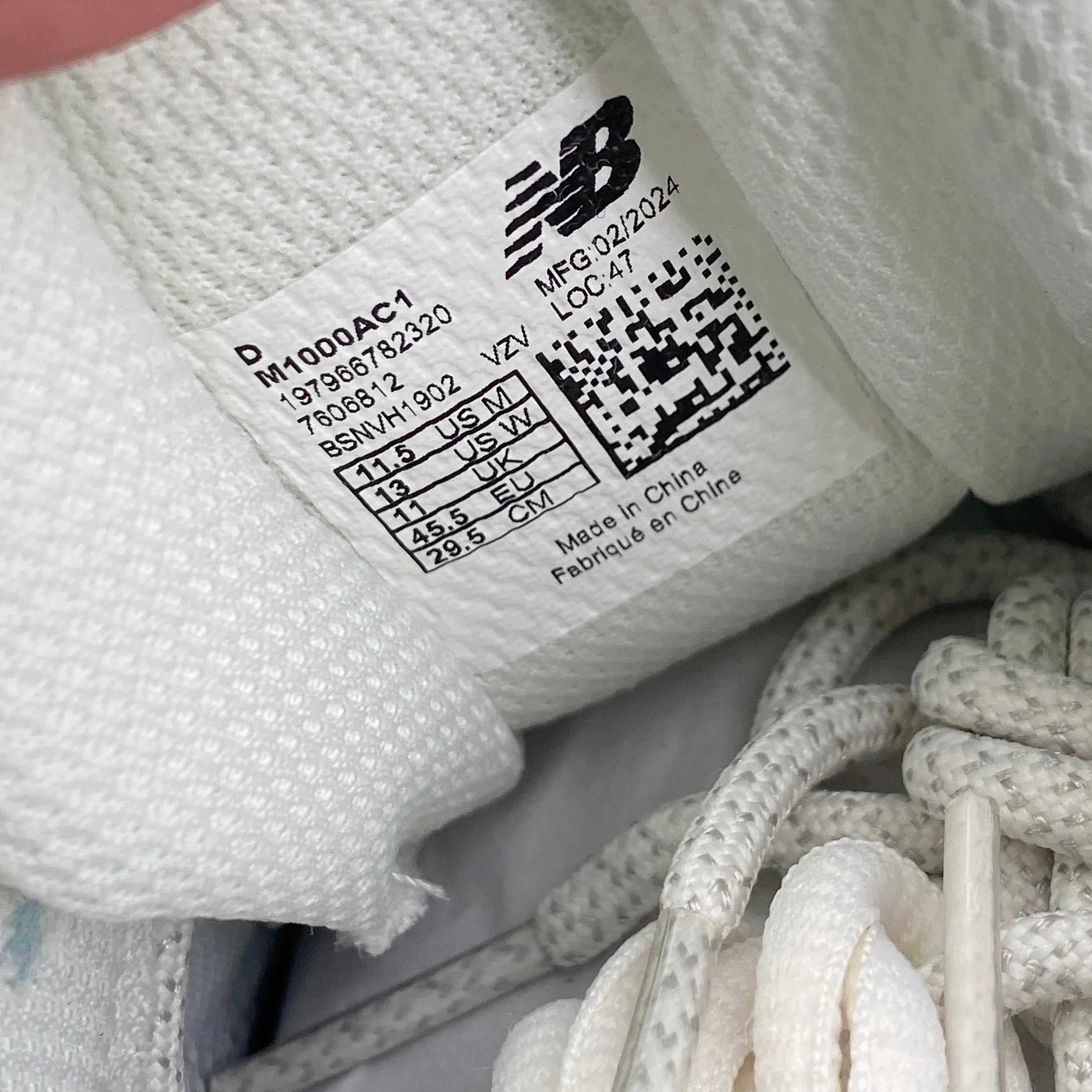 New Balance 1000 "Ald White" 2024 New Size 11.5