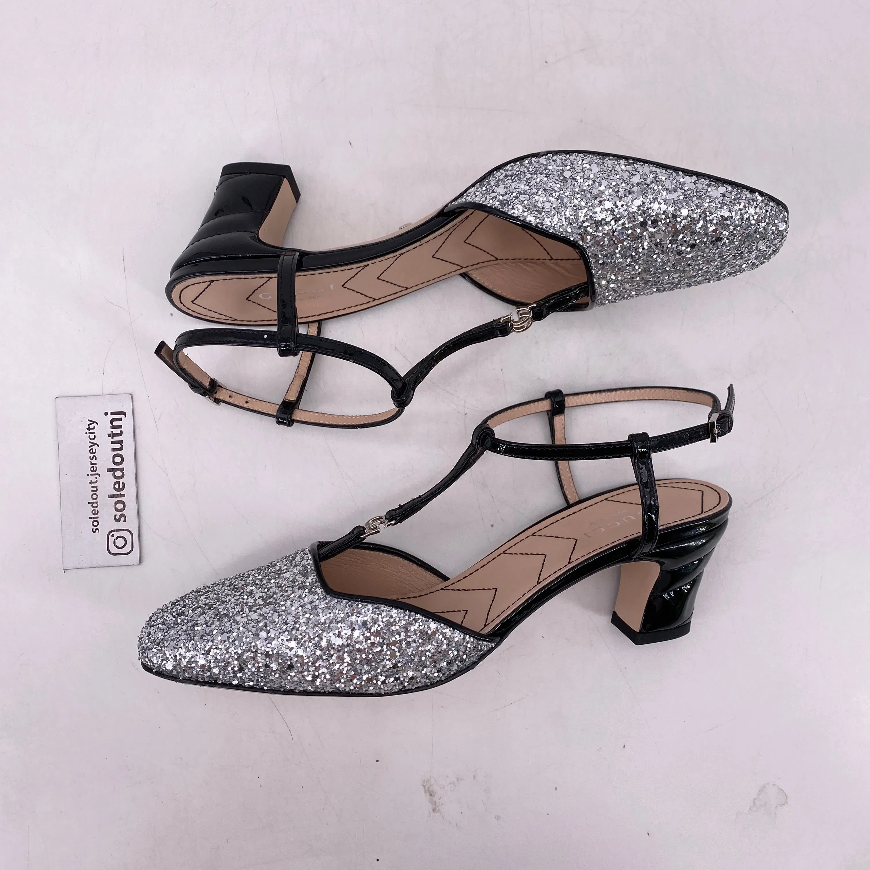 Gucci Heels "Marmont Glitter Patent" New Size 36.5