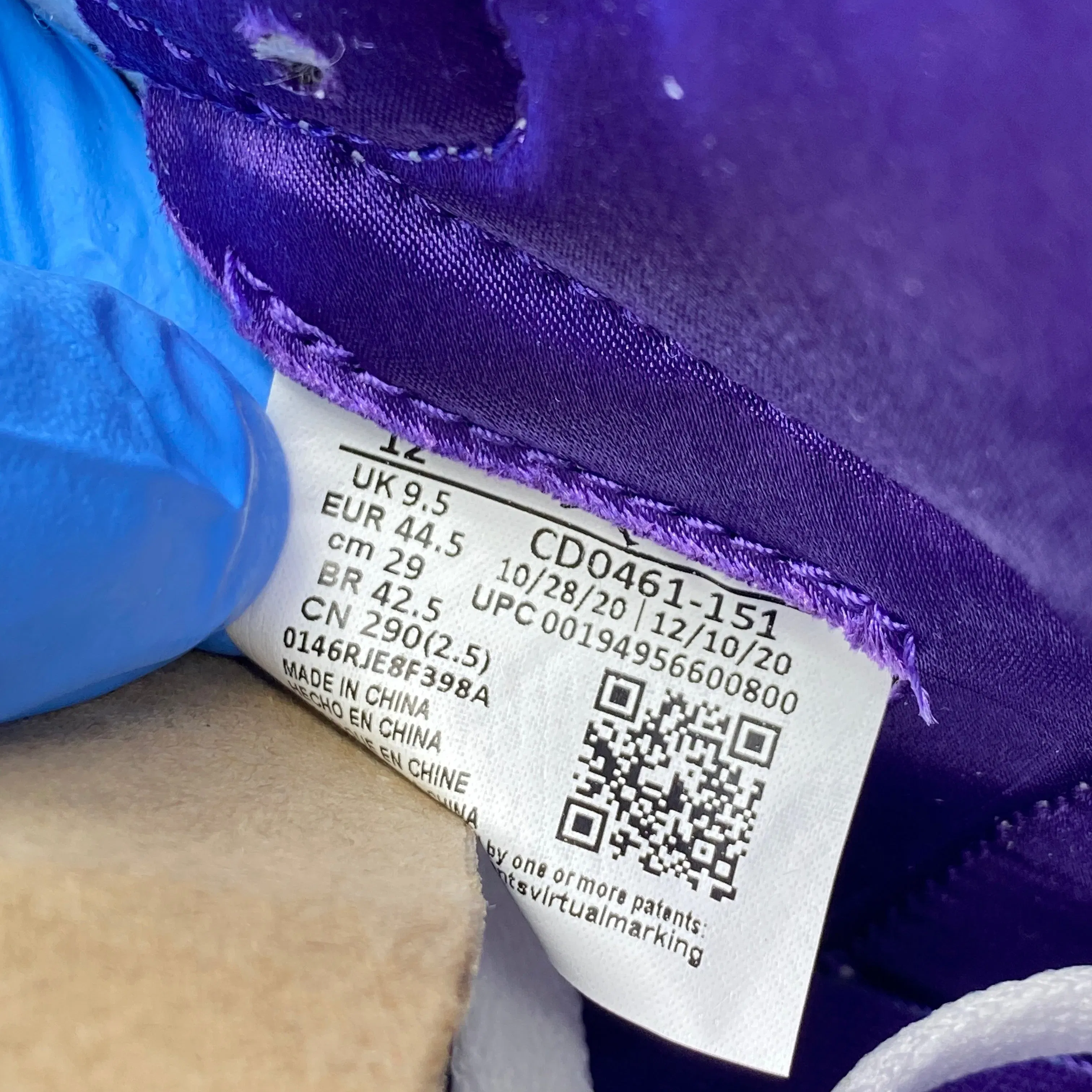 Air Jordan (W) 1 Retro High OG "Court Purple" 2021 New Size 12W