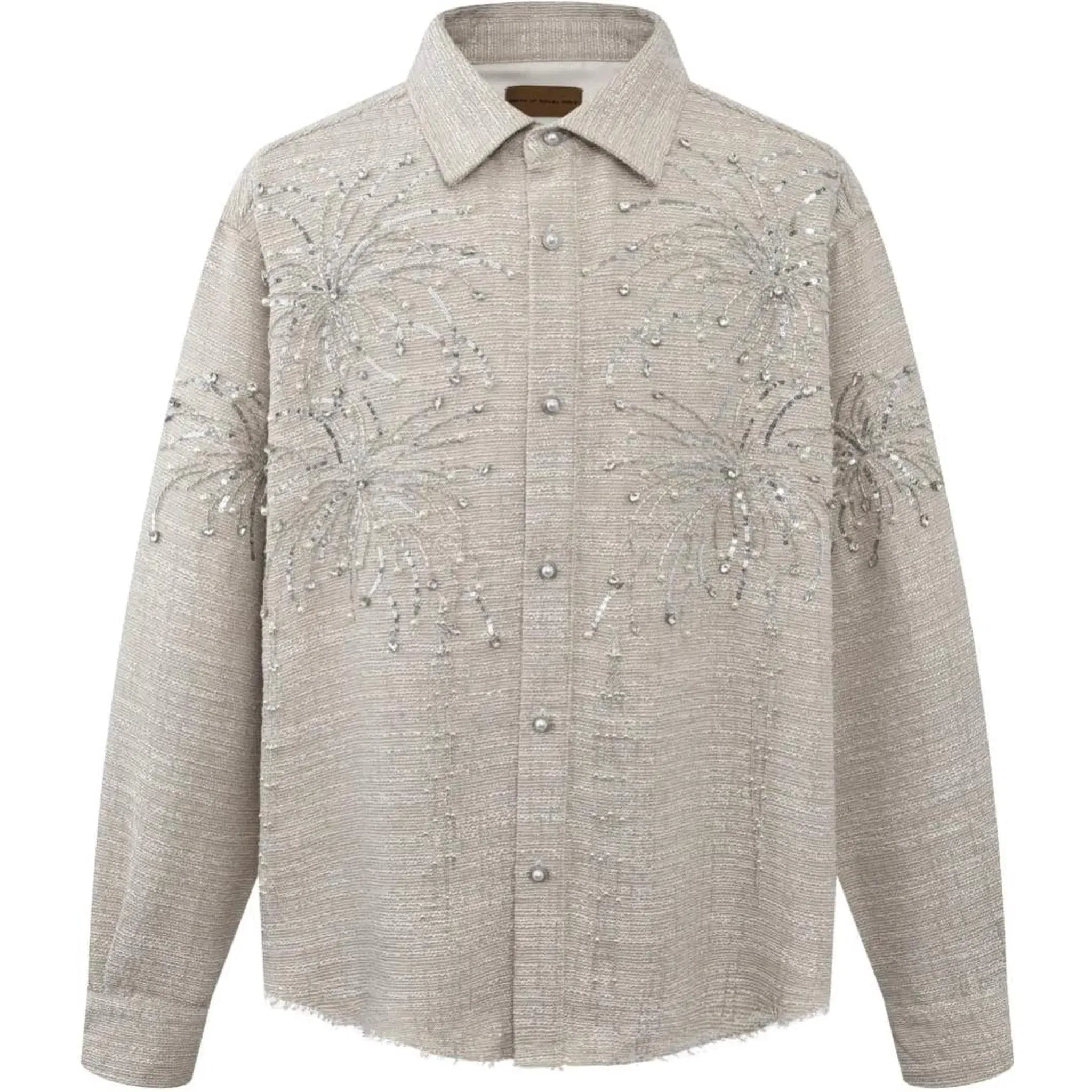 Birth of Royal Child Fireworks Beaded Diamond Shirt Beige