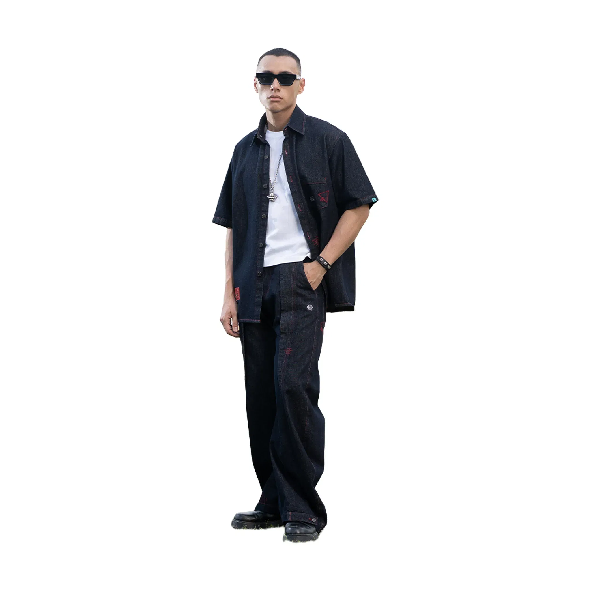 EGLAF RU Loose Fit Denim Shirt Dark Blue (SS26)