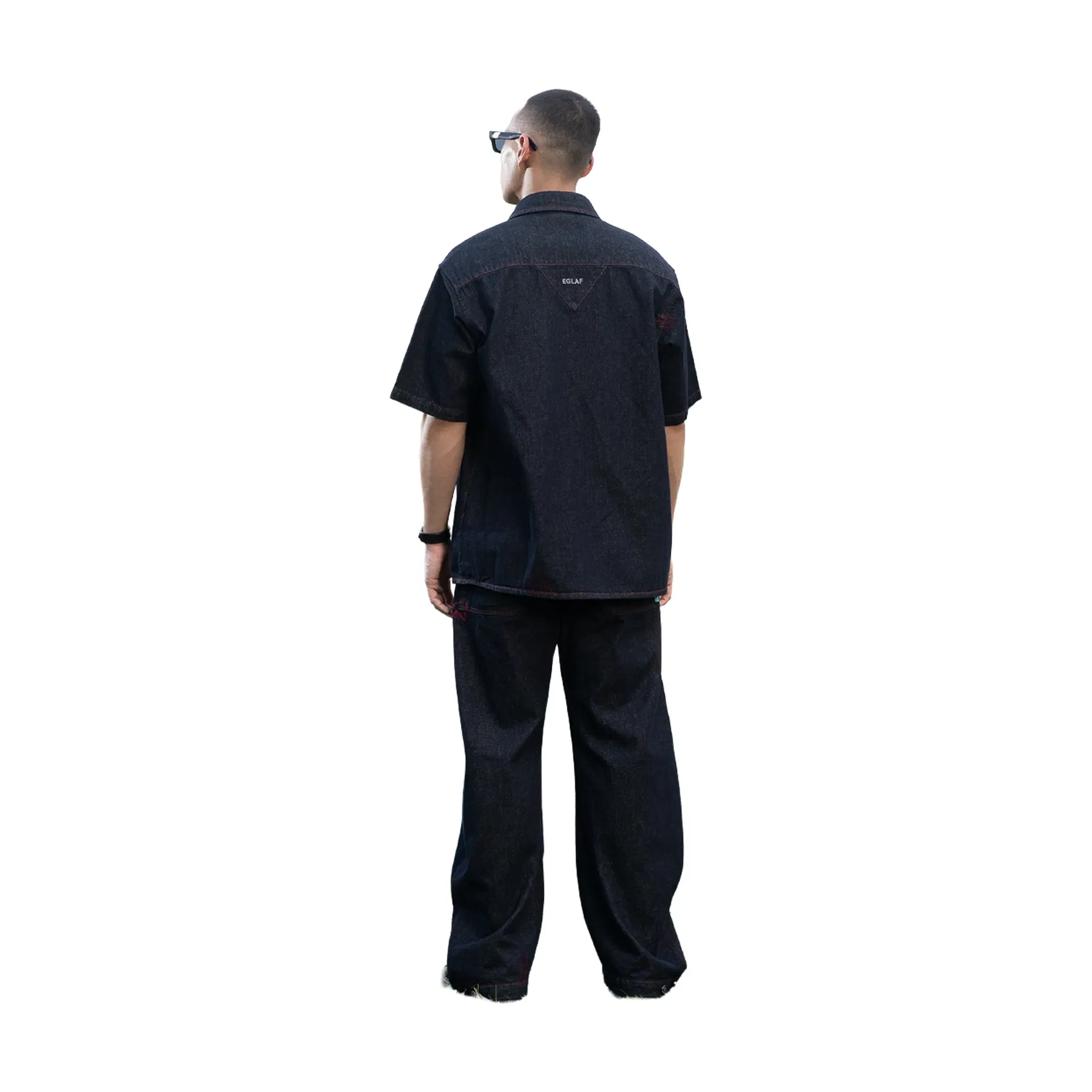 EGLAF RU Loose Fit Denim Shirt Dark Blue (SS26)