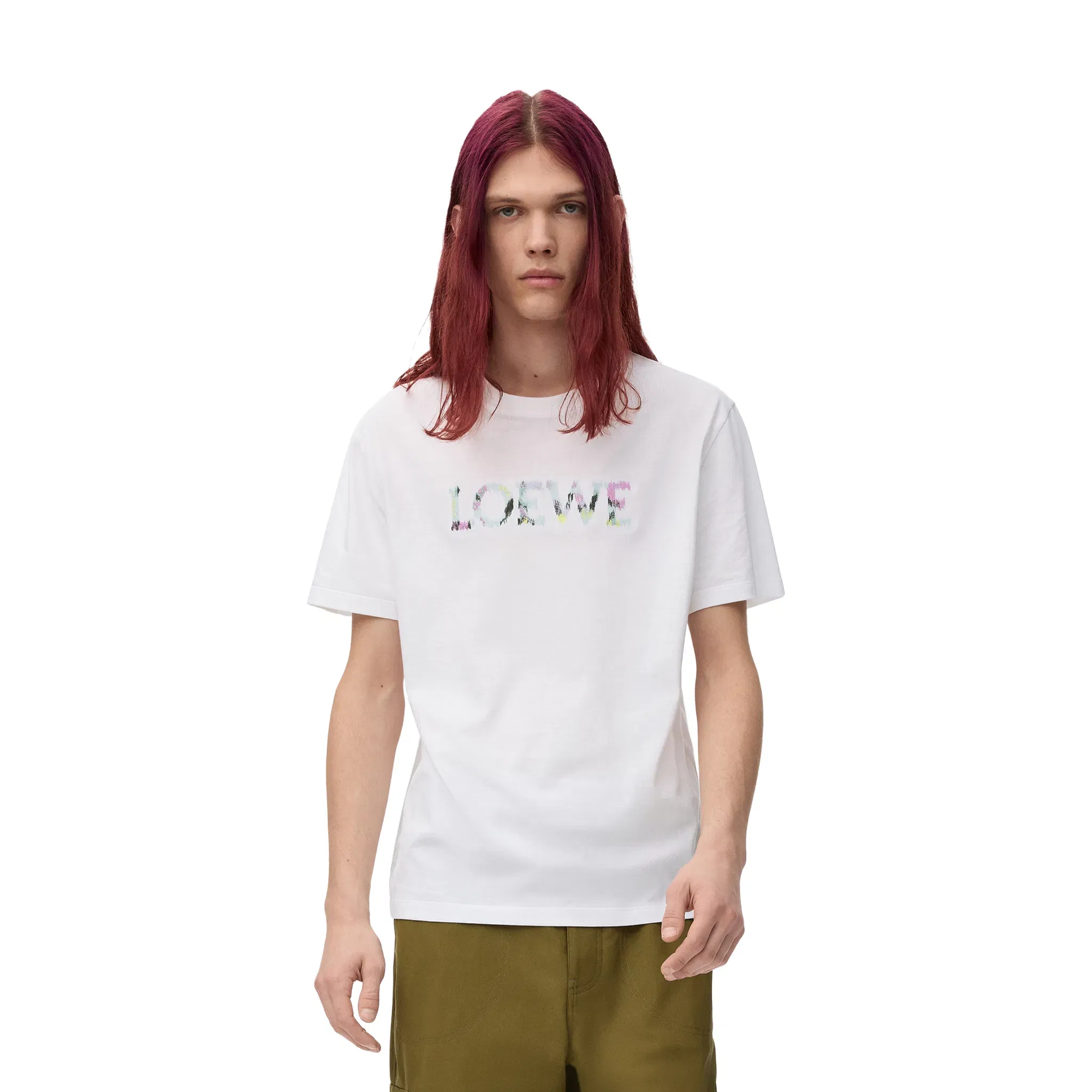 LOEWE Anagram Logo Embroidery Relaxed Fit Tee White (FW25)