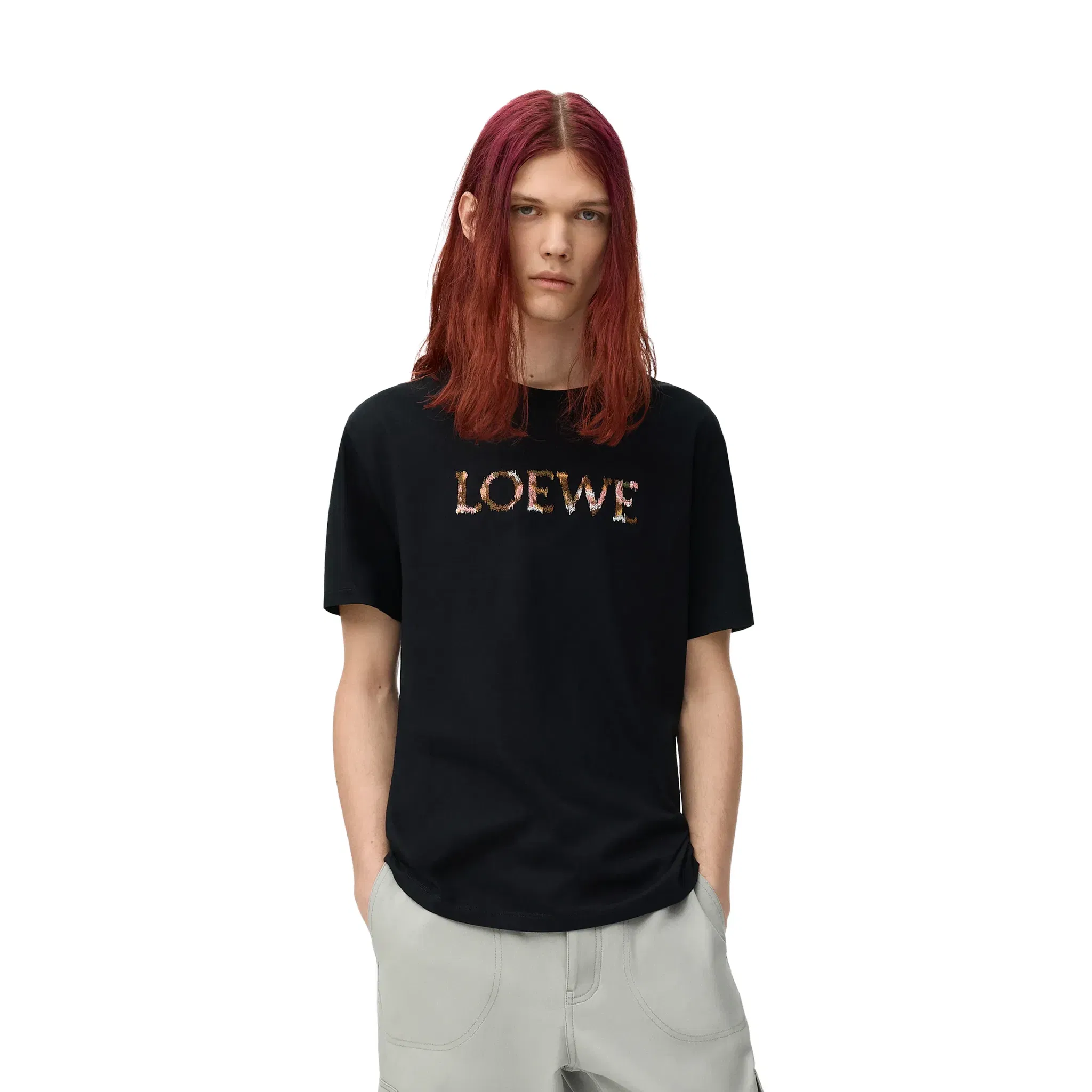 LOEWE Anagram Logo Embroidery Relaxed Fit Tee Black (FW25)