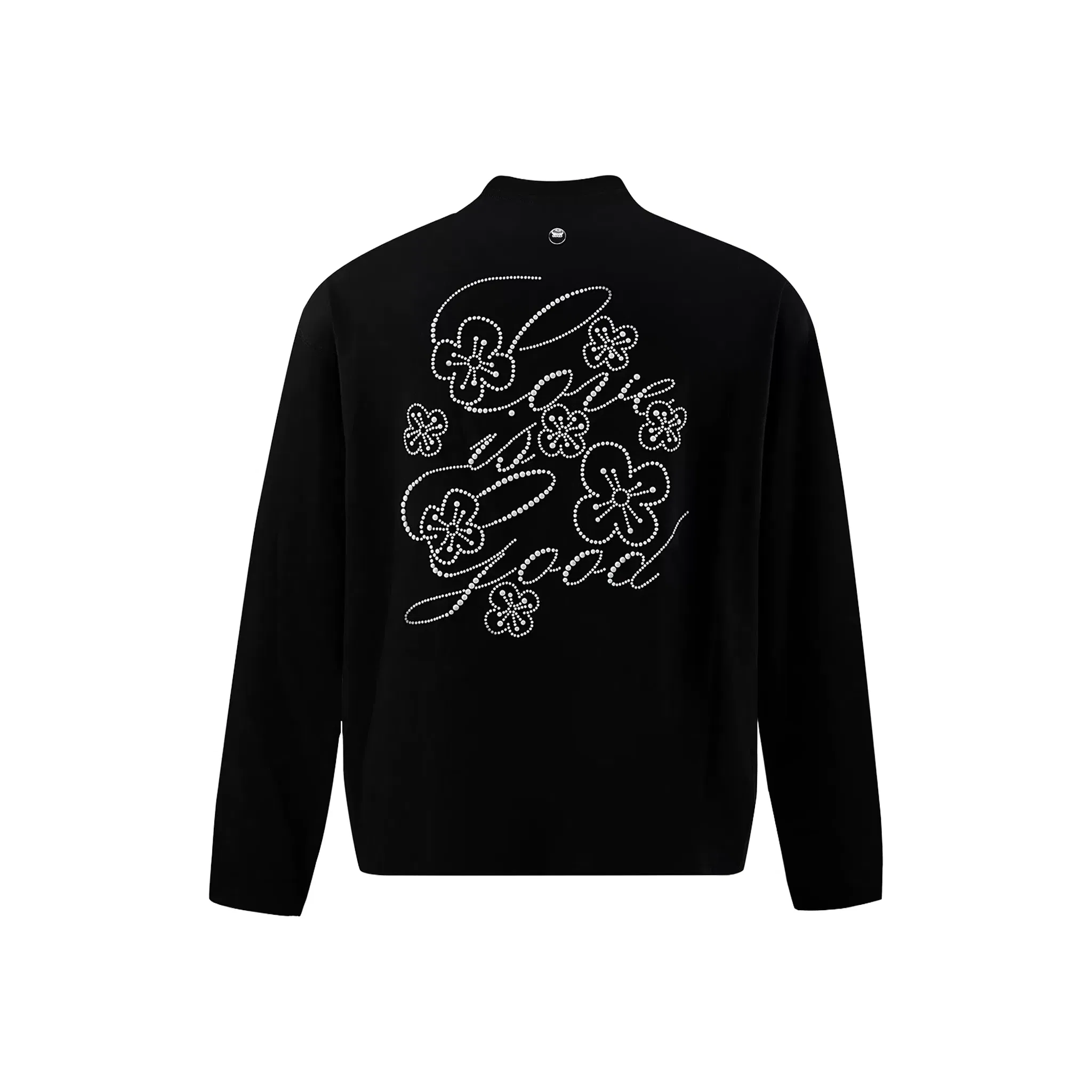 GOODBRAND Beaded Floral Pattern Long Sleeved Tee Black (FW25)