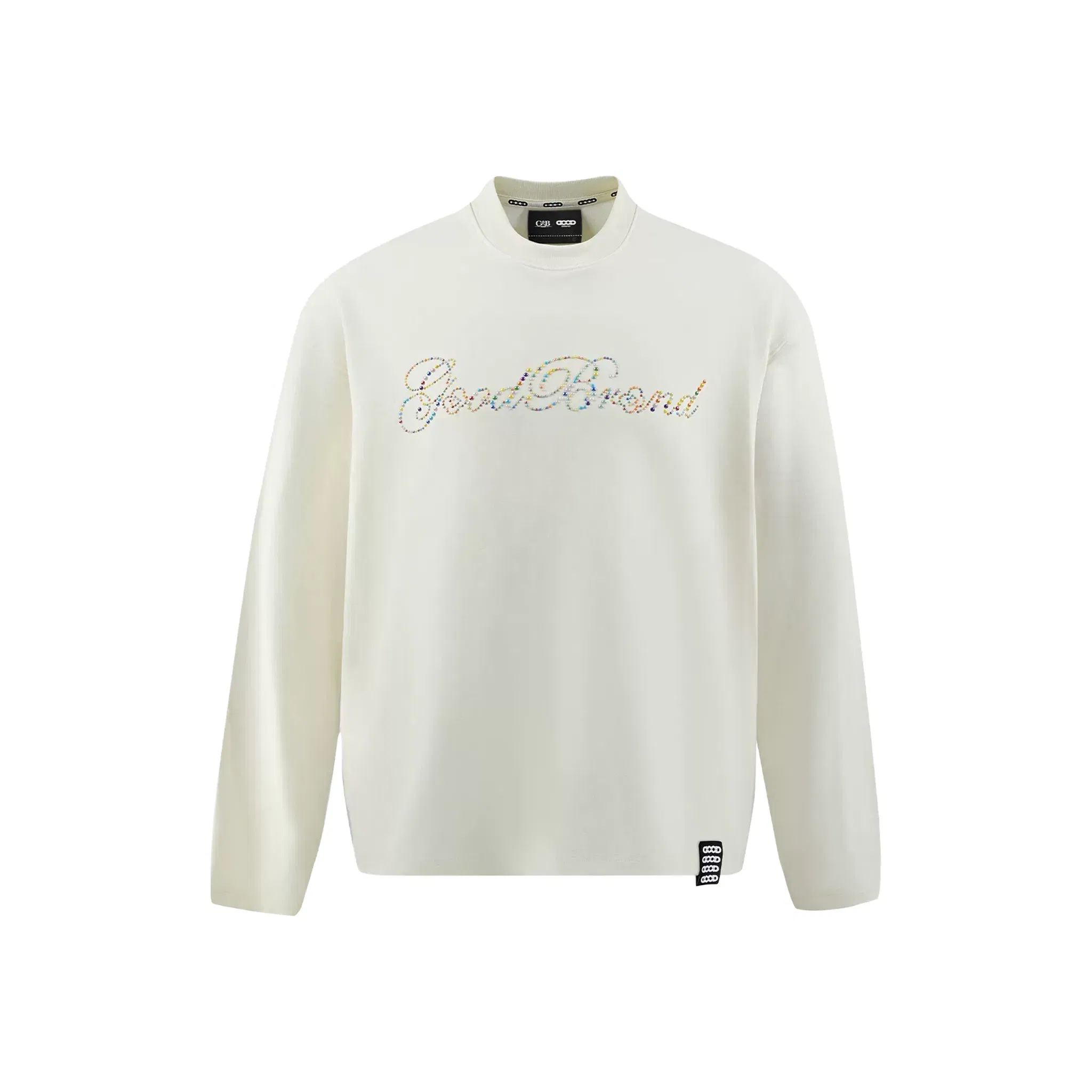 GOODBRAND Beaded Floral Pattern Long Sleeved Tee White (FW25)