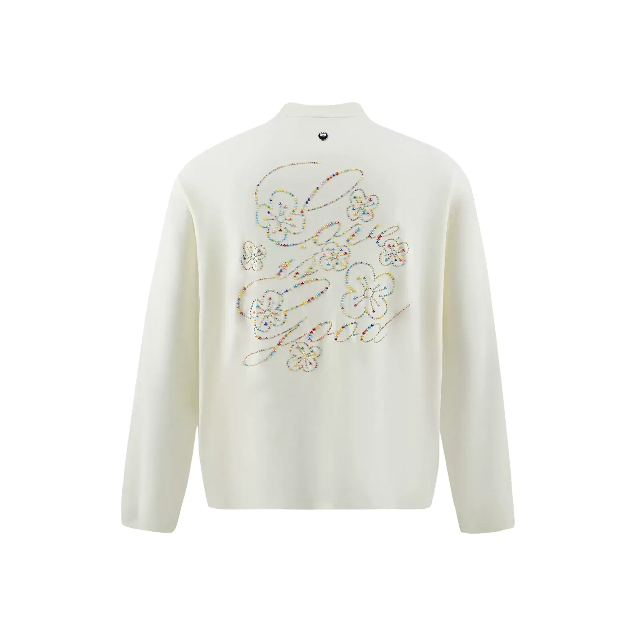 GOODBRAND Beaded Floral Pattern Long Sleeved Tee White (FW25)