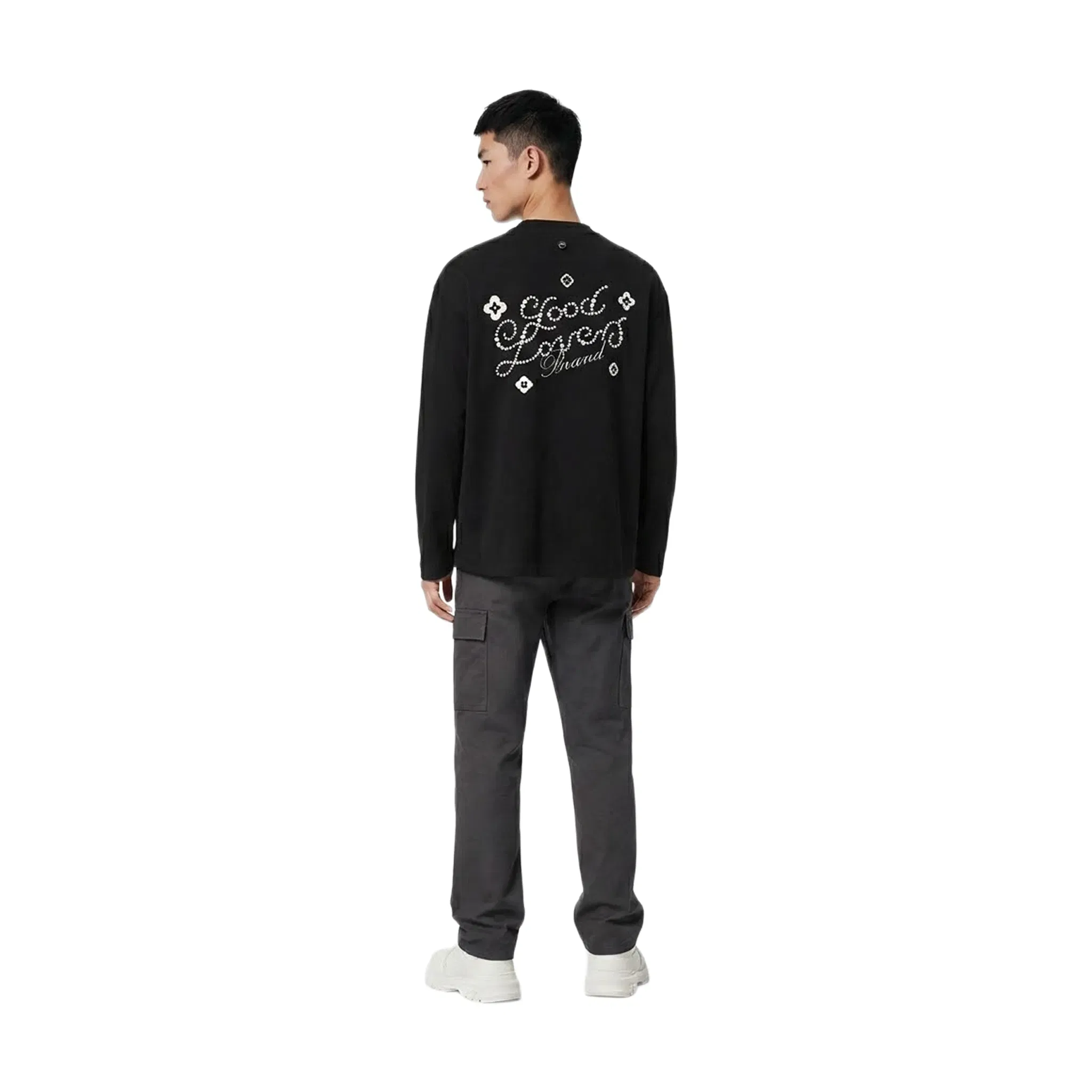 GOODBRAND GOOD LOVES Floral Slogan Long Sleeved Tee Black (FW25)