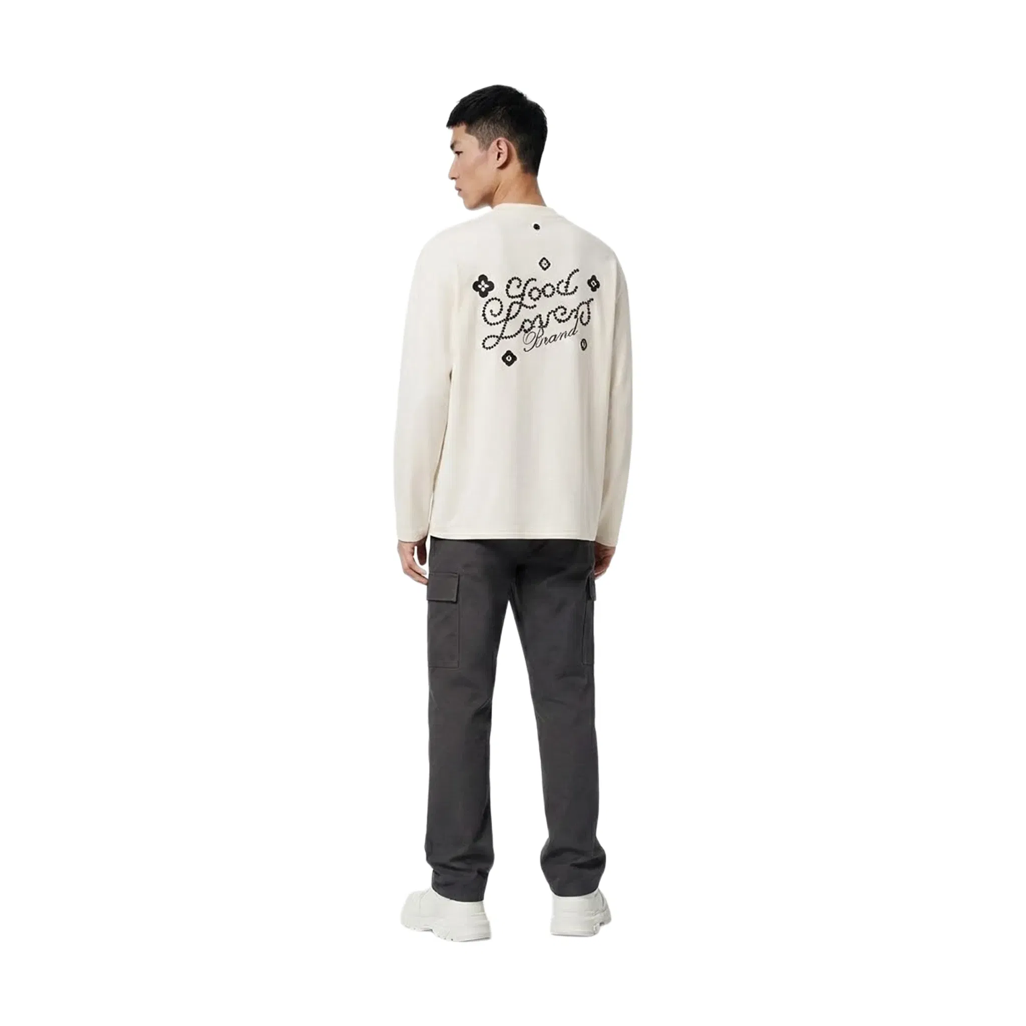 GOODBRAND GOOD LOVES Floral Slogan Long Sleeved Tee White (FW25)