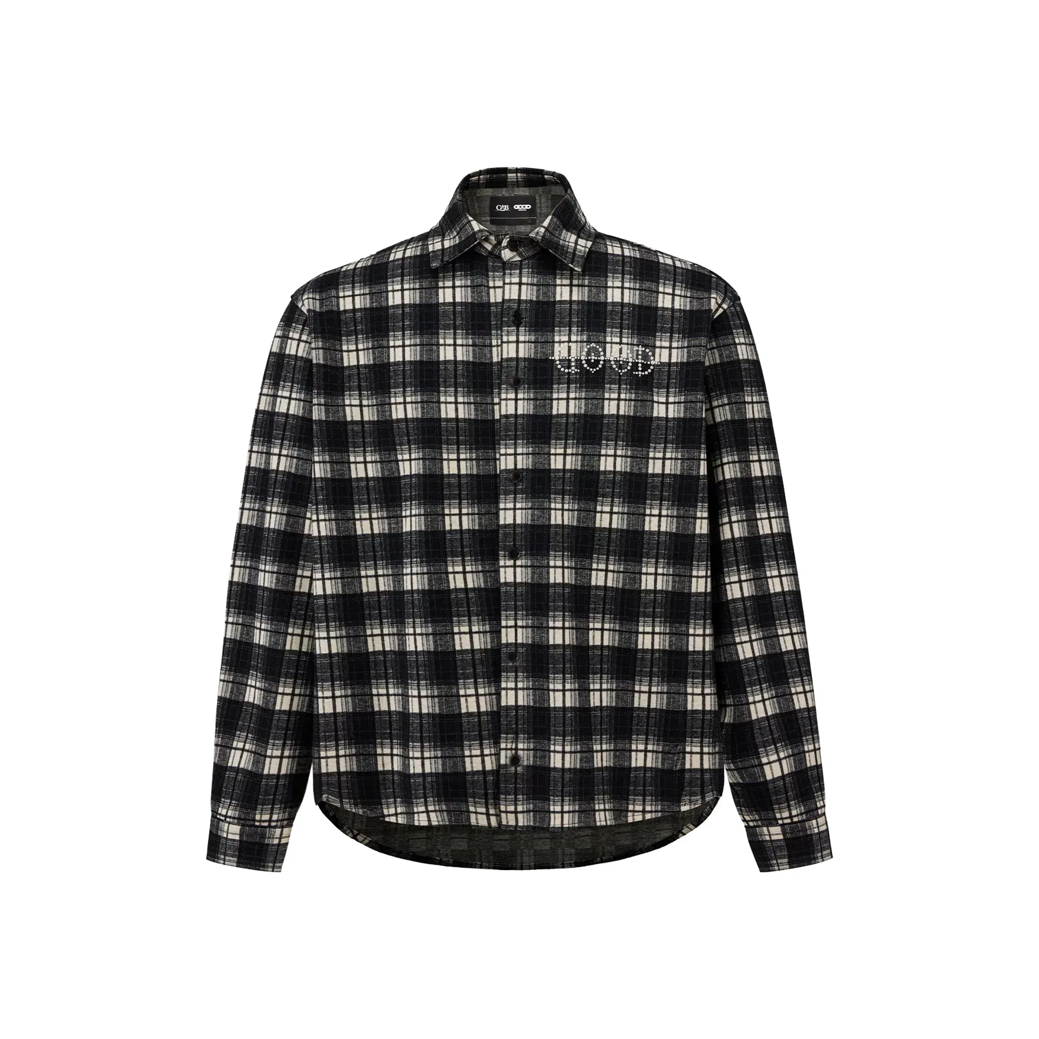 GOODBRAND Classic Slogan Pearl Plaid Shirt Black (FW25)