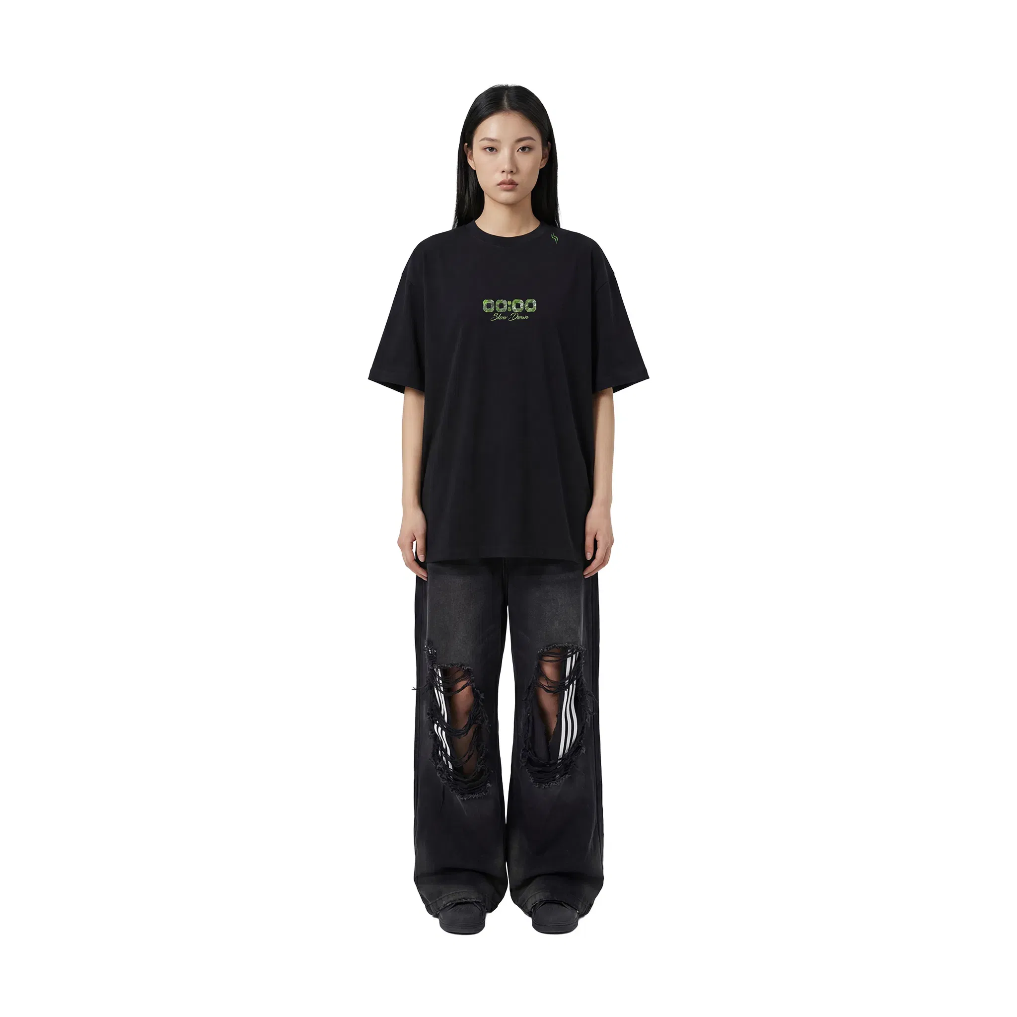 SLOWDOWN Light Moss Tee Black (SS26)