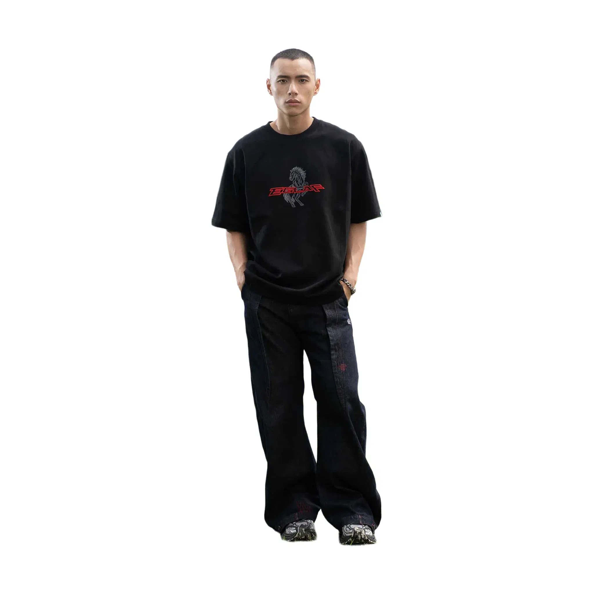 EGLAF RU Chest Embroidery Logo Tee Black (SS26)