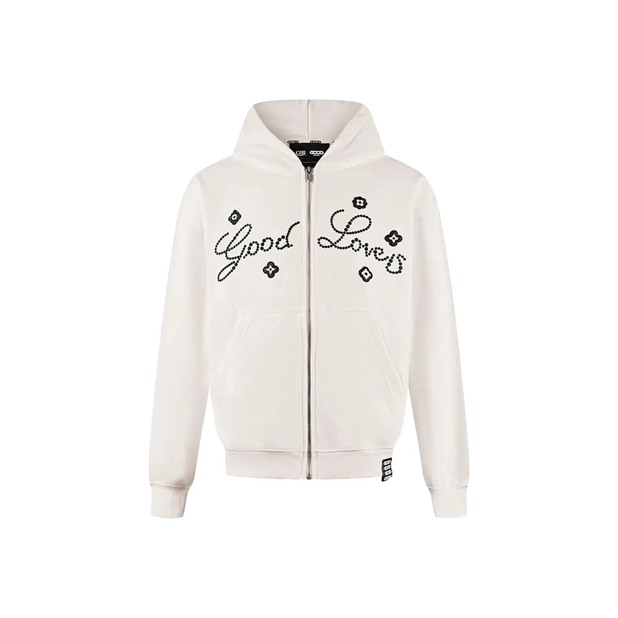 GOODBRAND Good Loves Floral Slogan Zip-Up Hoodie White (FW25)