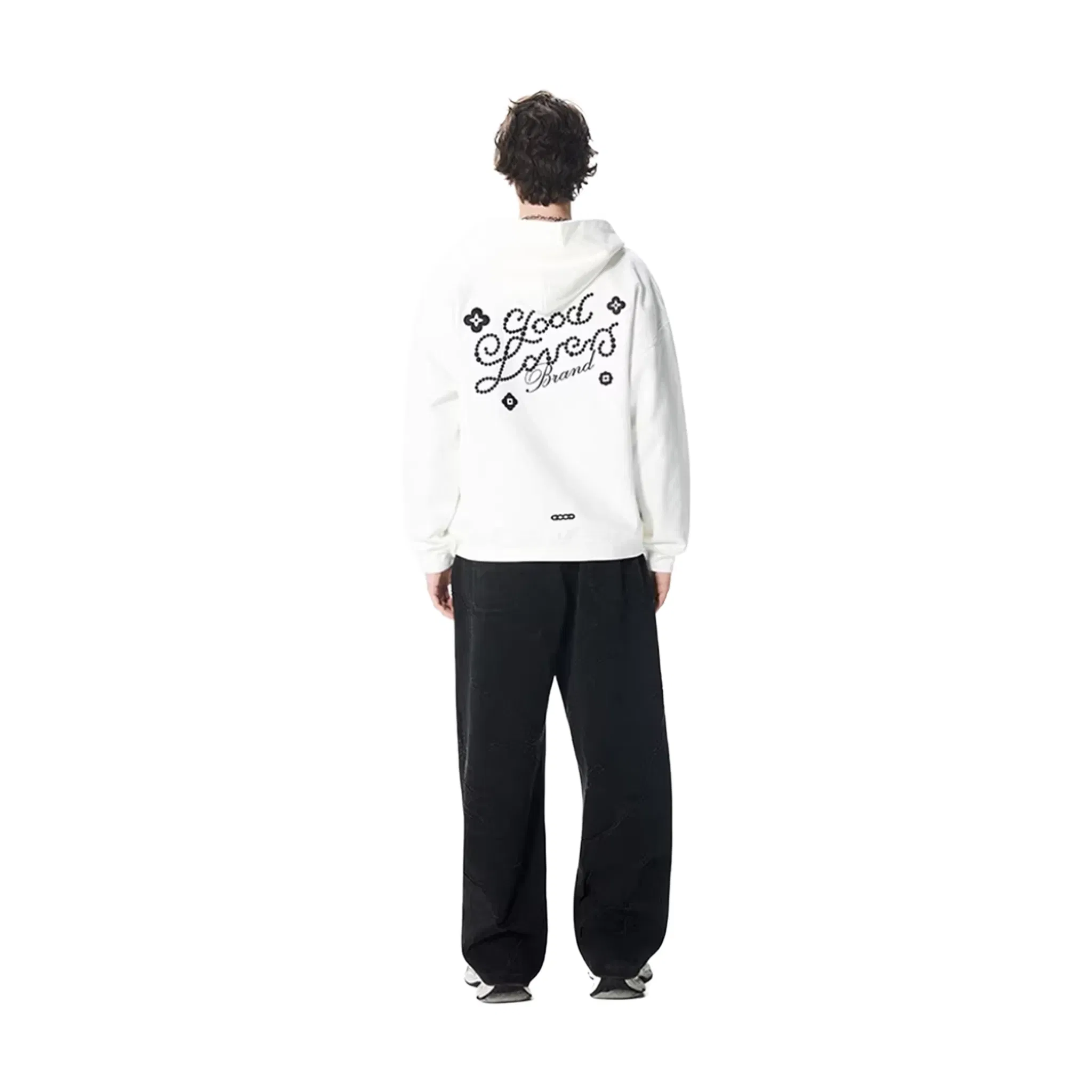 GOODBRAND Good Loves Floral Slogan Zip-Up Hoodie White (FW25)