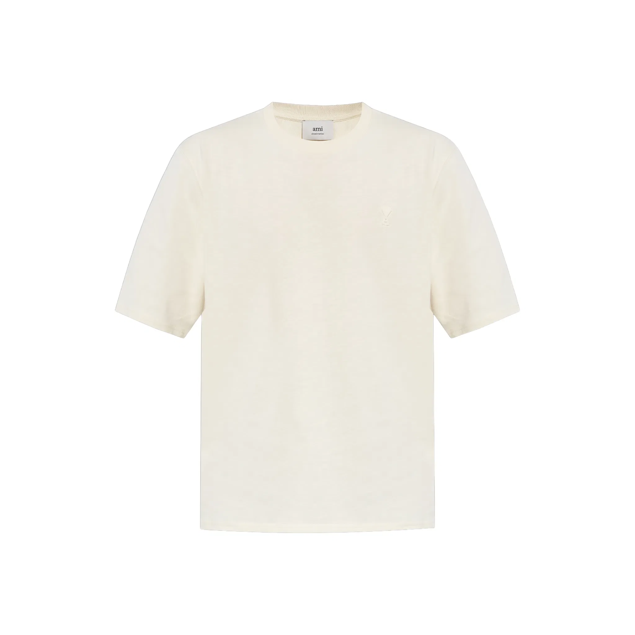 AMI PARIS Small Embossed ADC Tee Ivory (FW25)