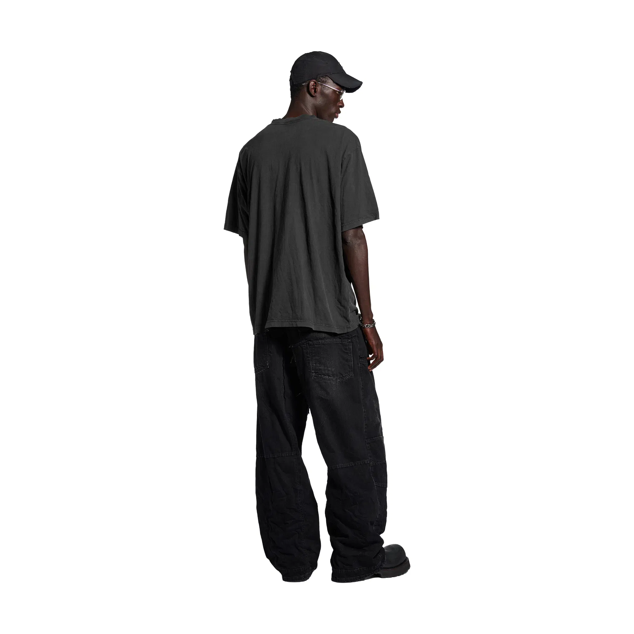 BALENCIAGA BB Icon Stencil Medium Fit Tee Faded Washed Black (FW24)
