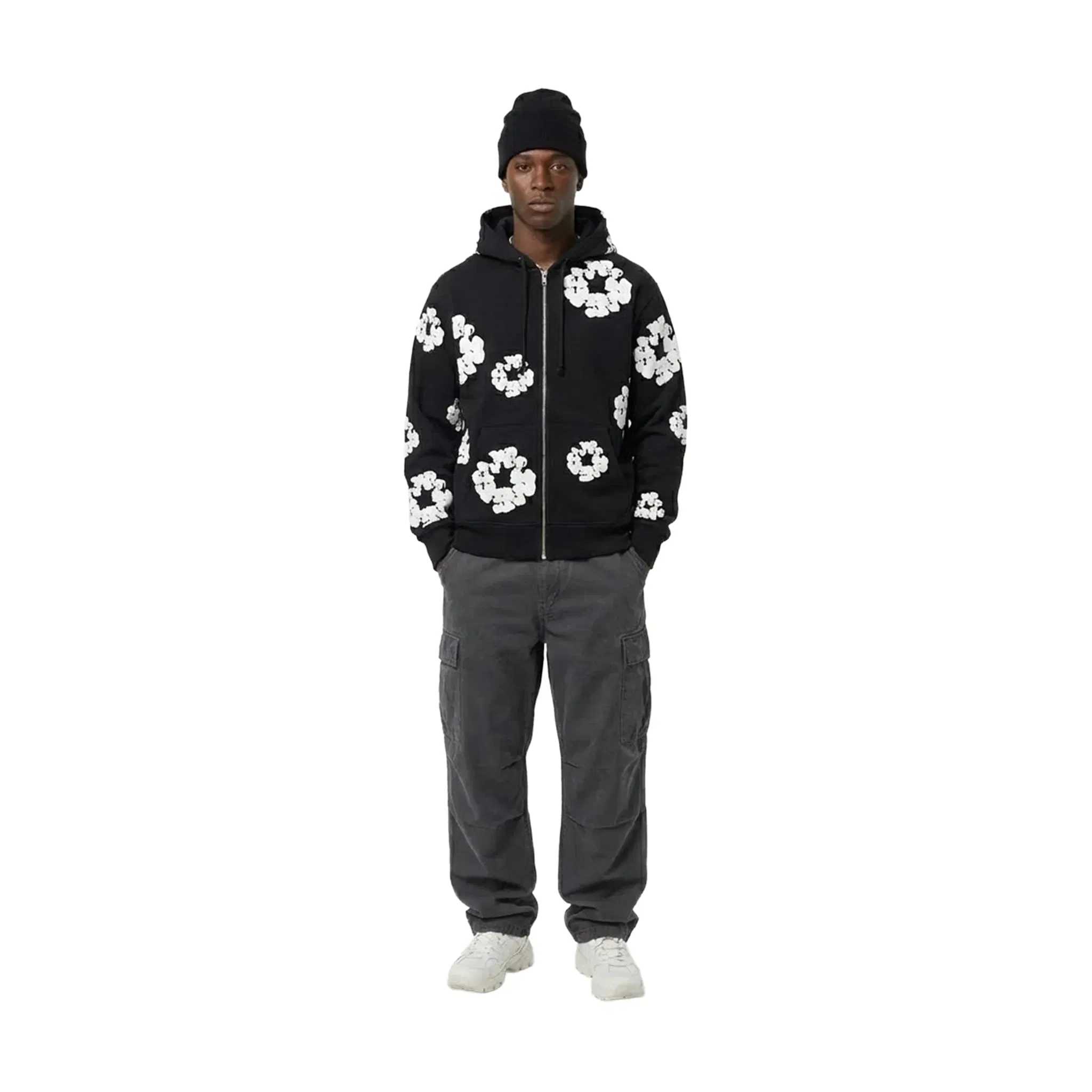 Denim Tears Cotton Wreath Zip-Up Hoodie Black (SS25)