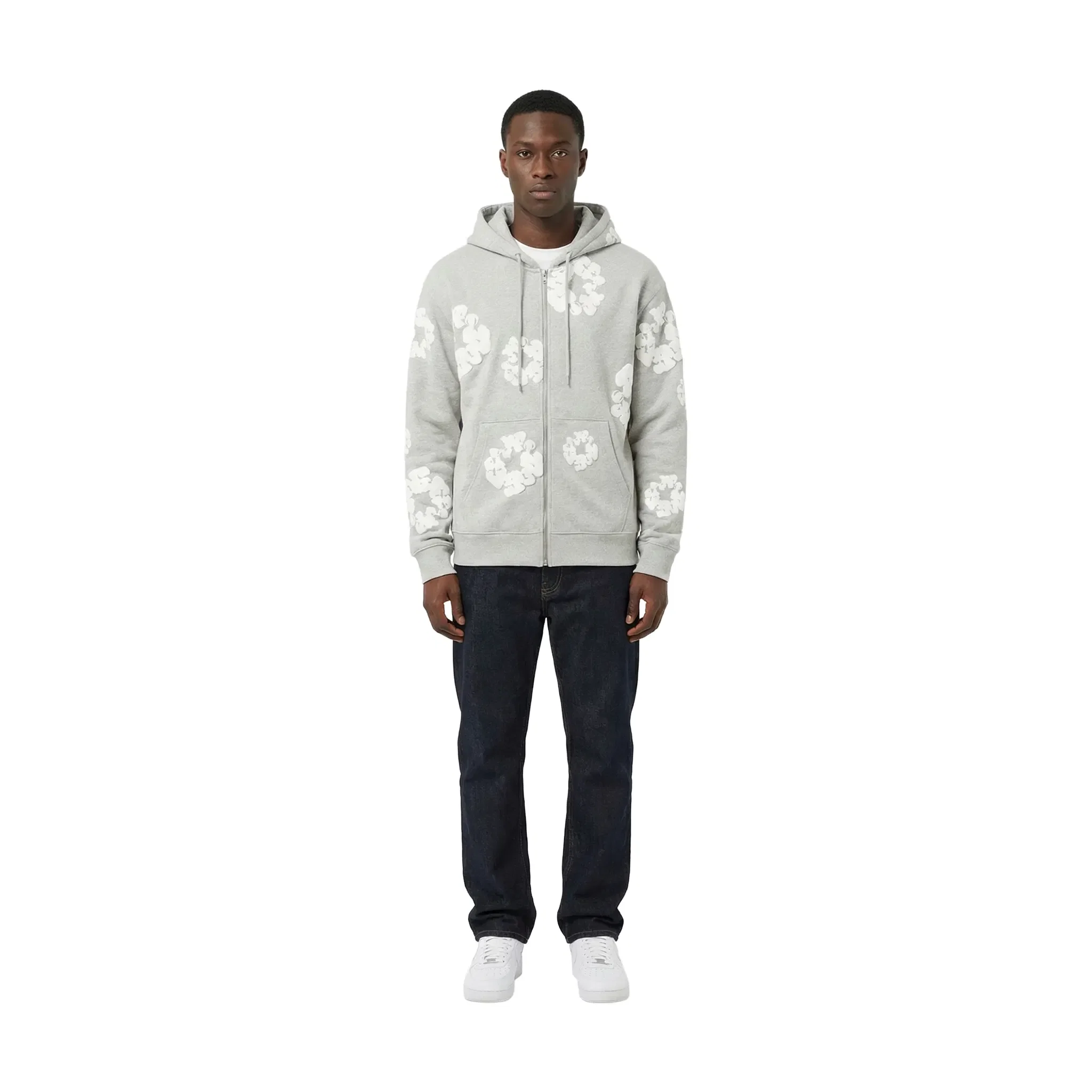 Denim Tears Cotton Wreath Zip-Up Hoodie Grey (SS25)