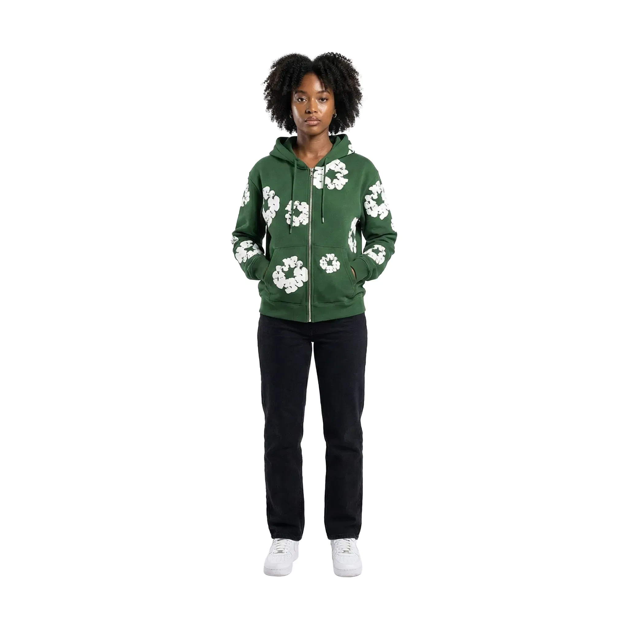 Denim Tears Cotton Wreath Zip-Up Hoodie Green (SS25)