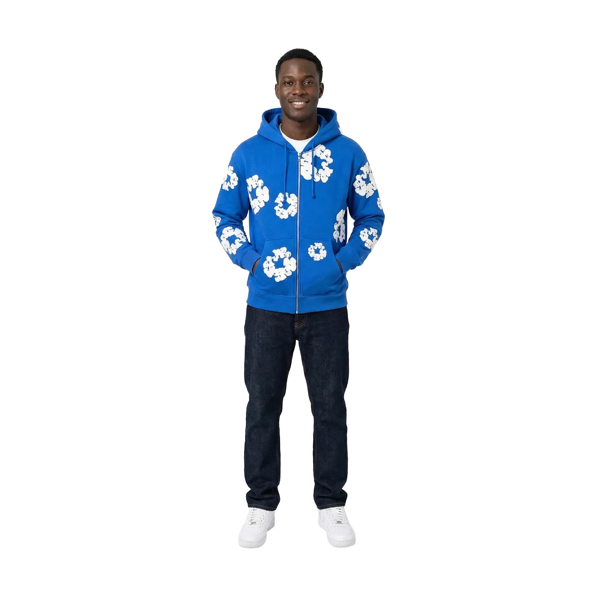 Denim Tears Cotton Wreath Zip-Up Hoodie Blue (SS25)