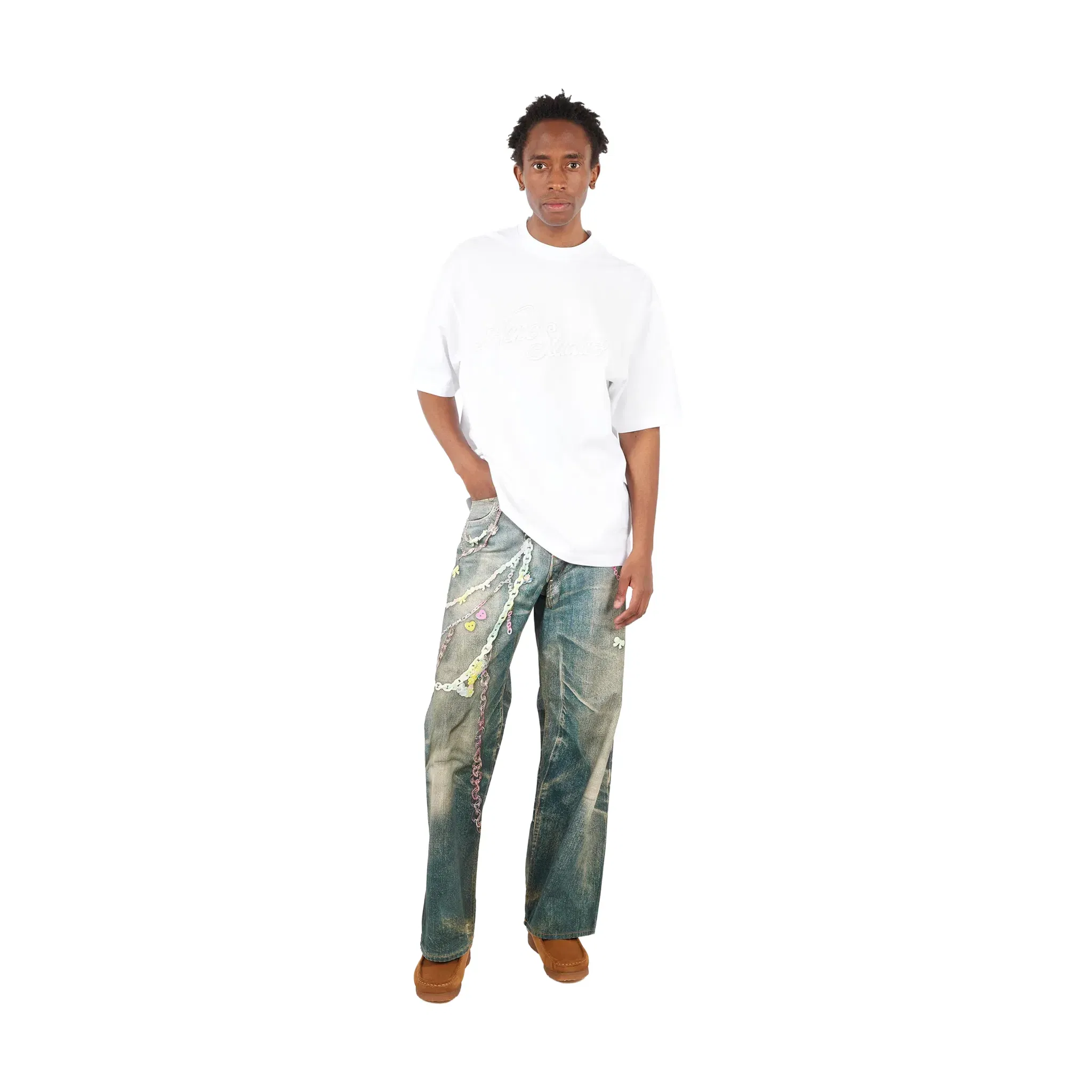 Represent Acne Studio Exford U Pique Tourist Embroidered Logo Tee Optic White (SS25)