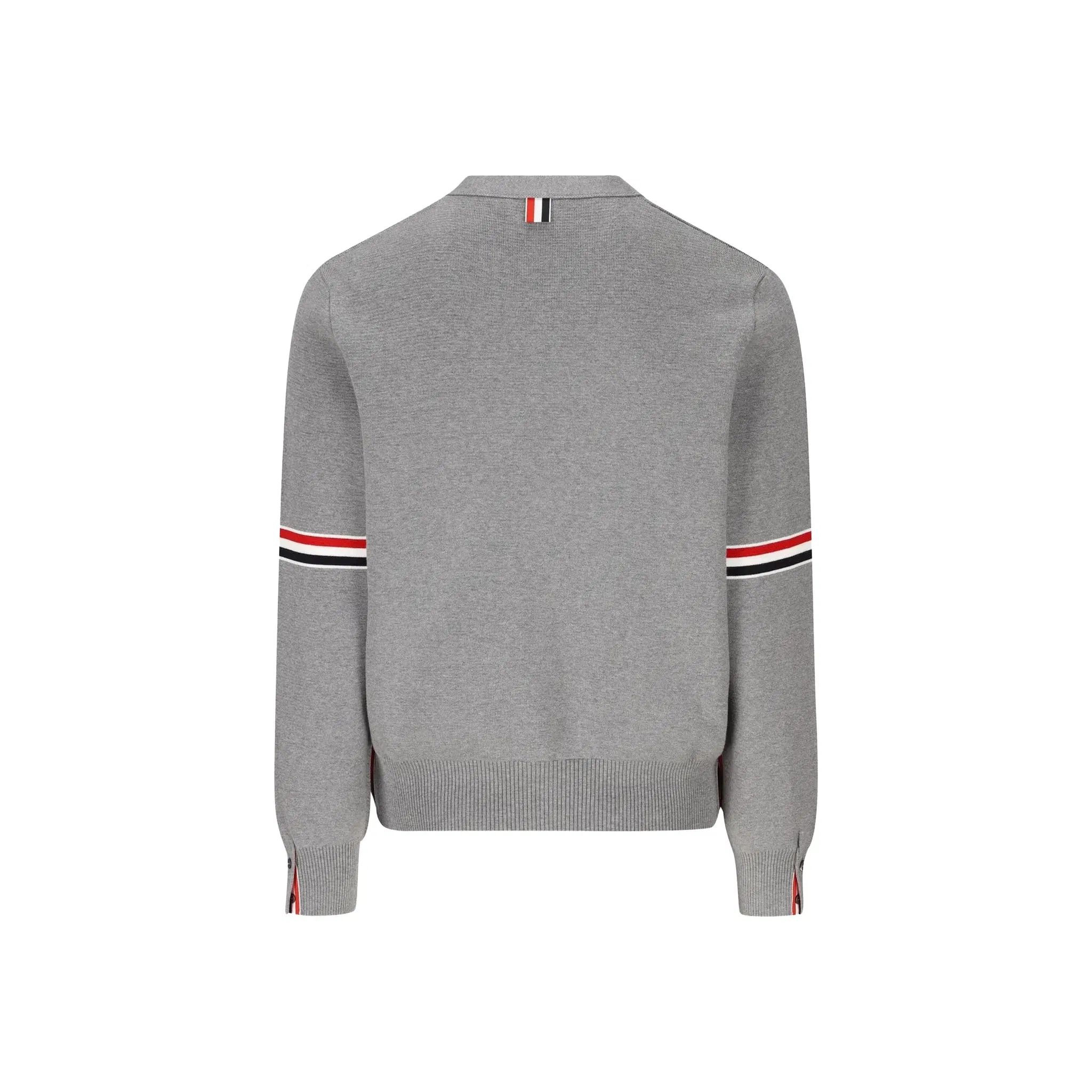 THOM BROWNE Cotton Milano Stitch V-Neck Cardigan Light Grey (FW23)