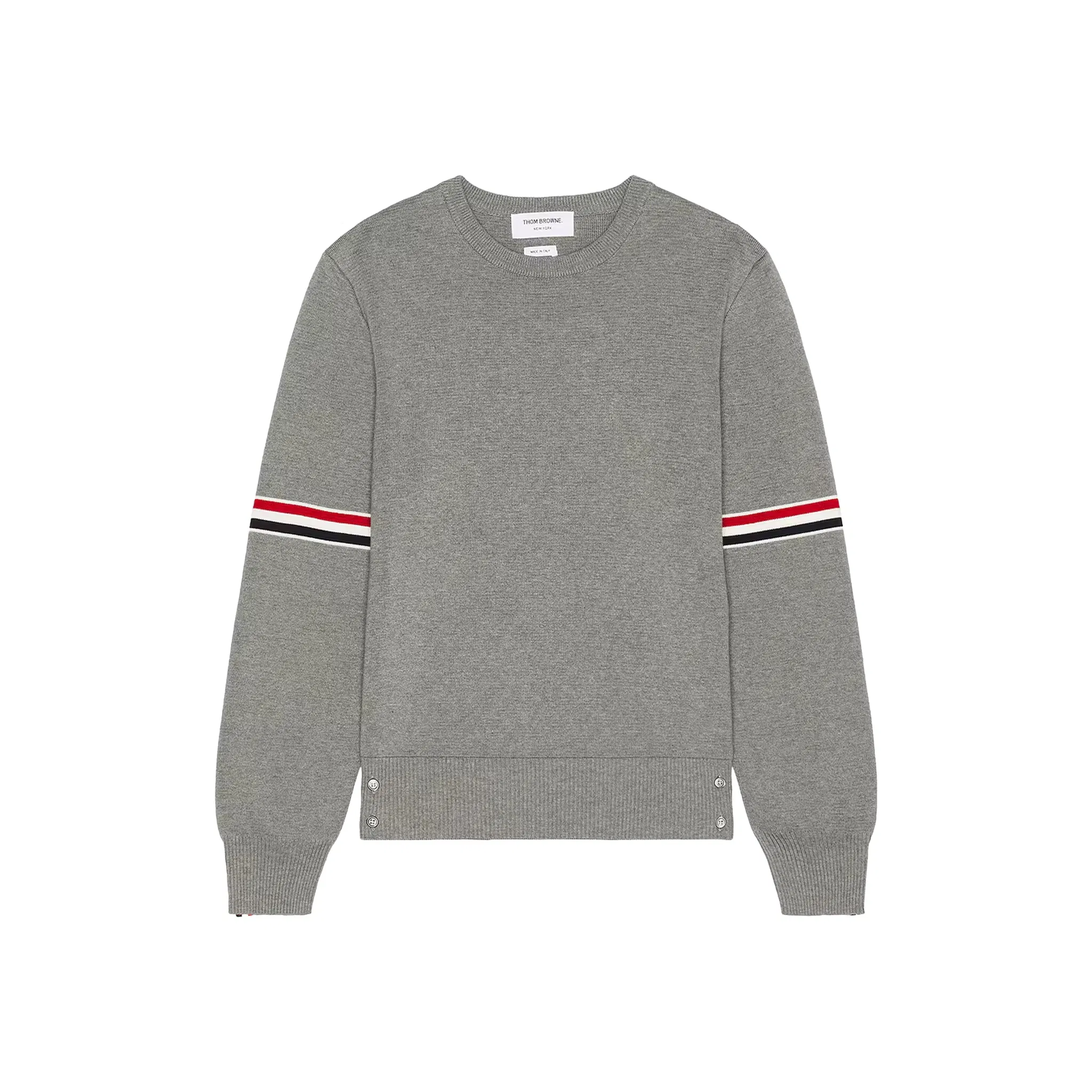 THOM BROWNE Cotton Milano Stitch Stripe Pullover Light Grey (FW25)