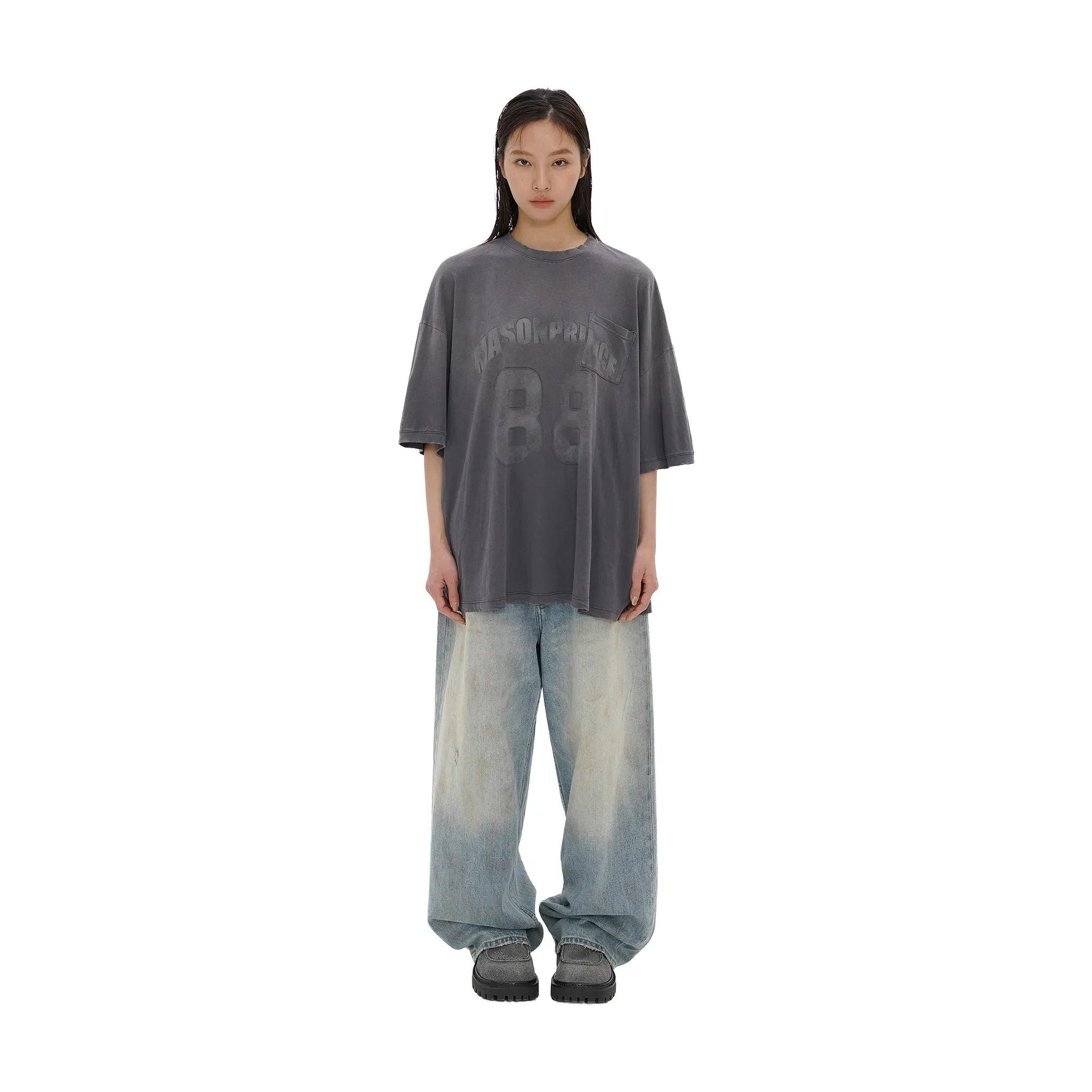 MASONPRINCE Kangli Printed Distressed Loose Tee Iron Grey (SS25)