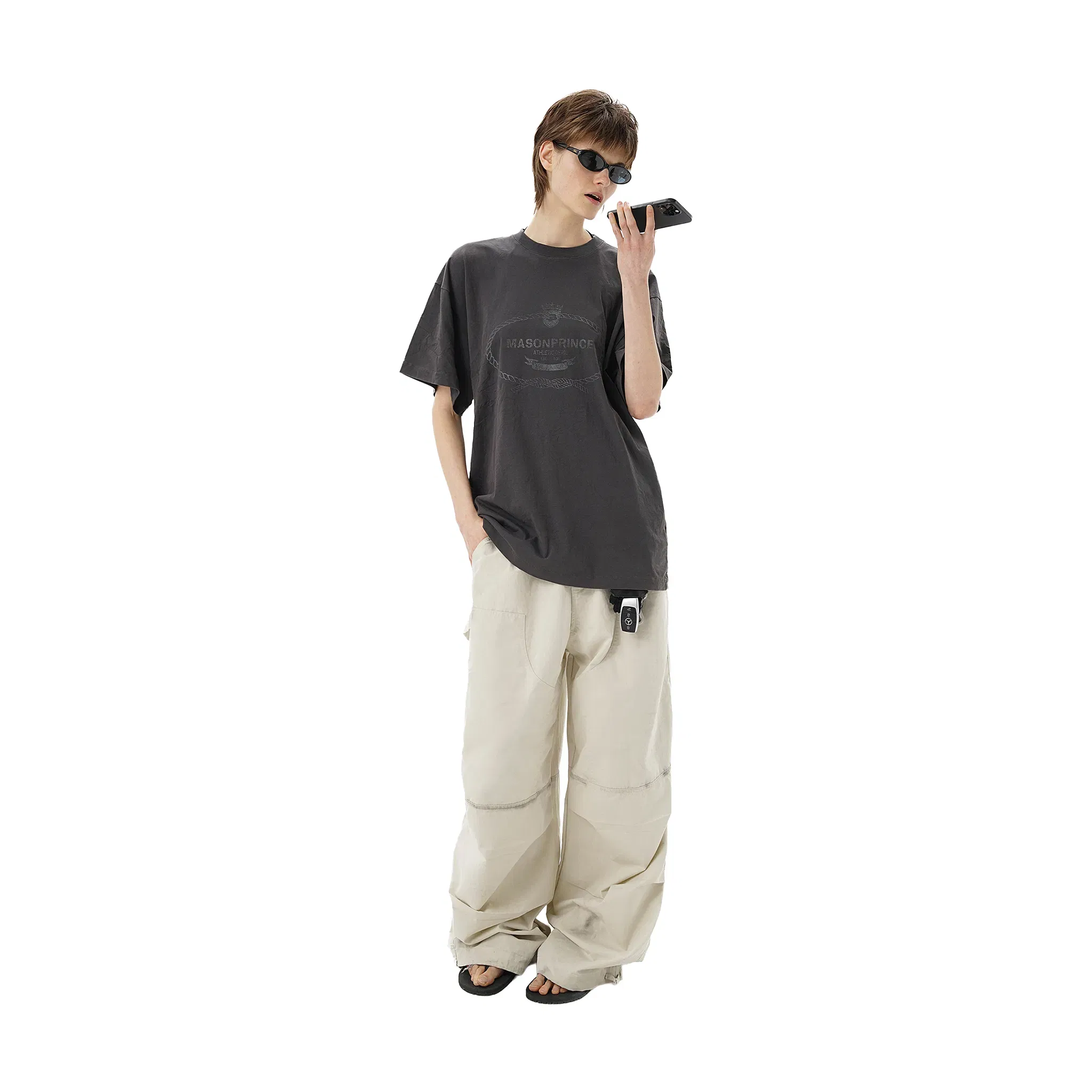 MASONPRINCE Summer Series Vintage Washed Knot Pleated Travel Tee Black (SS25)