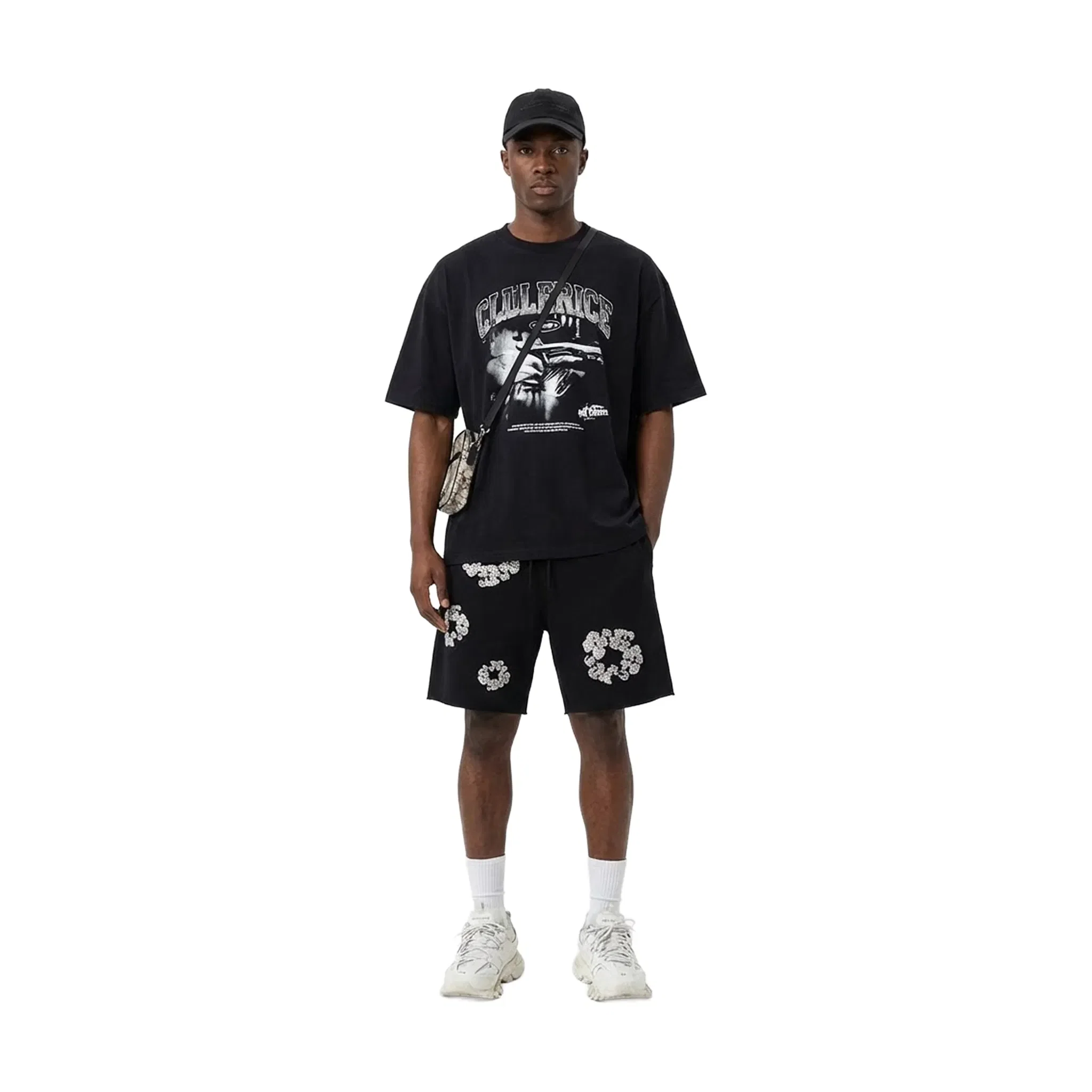Denim Tears Cashmere SWAROVSKI Cotton Wreath Shorts Black (FW24)