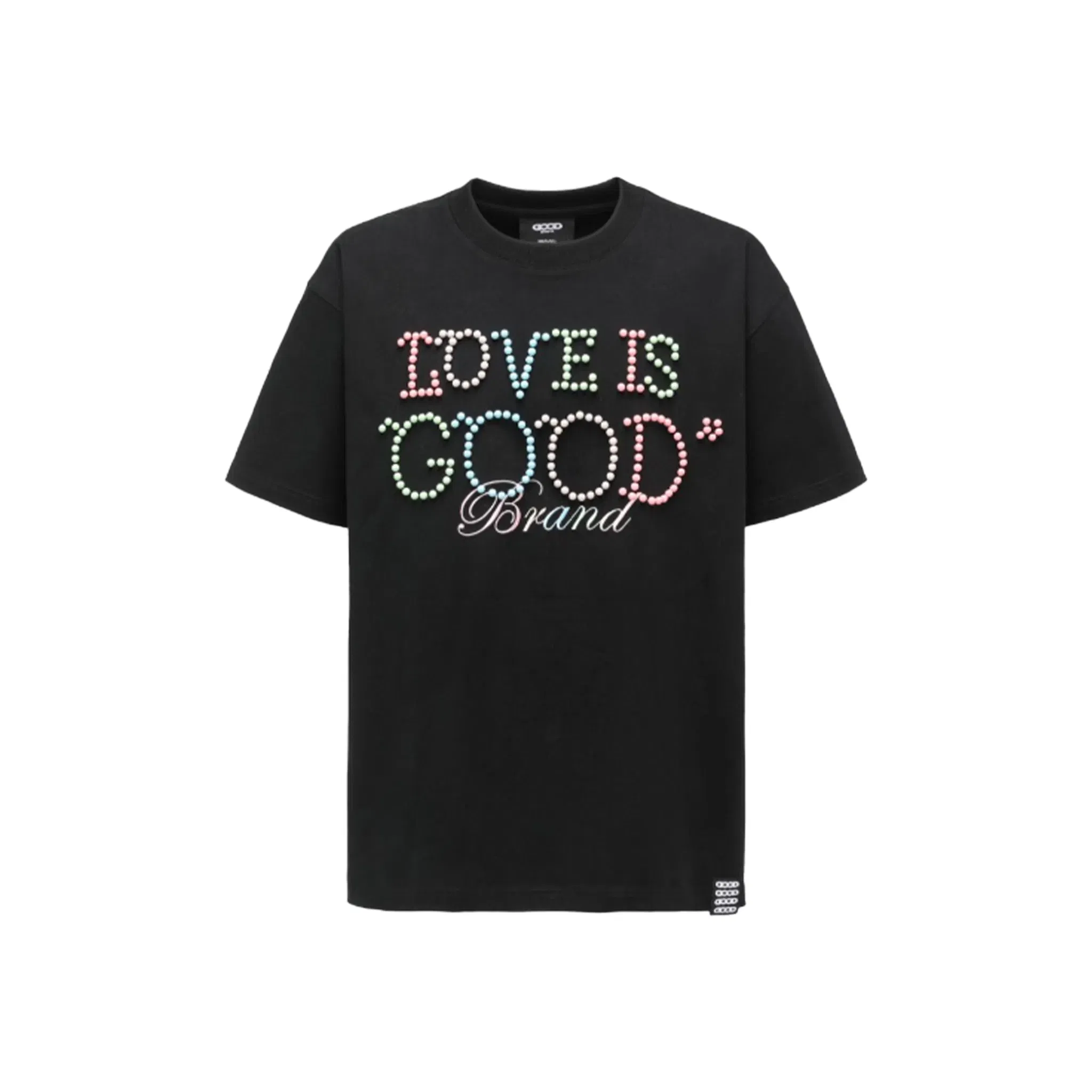 GOODBRAND Macaron Pearl Slogan Tee Black (SS25)