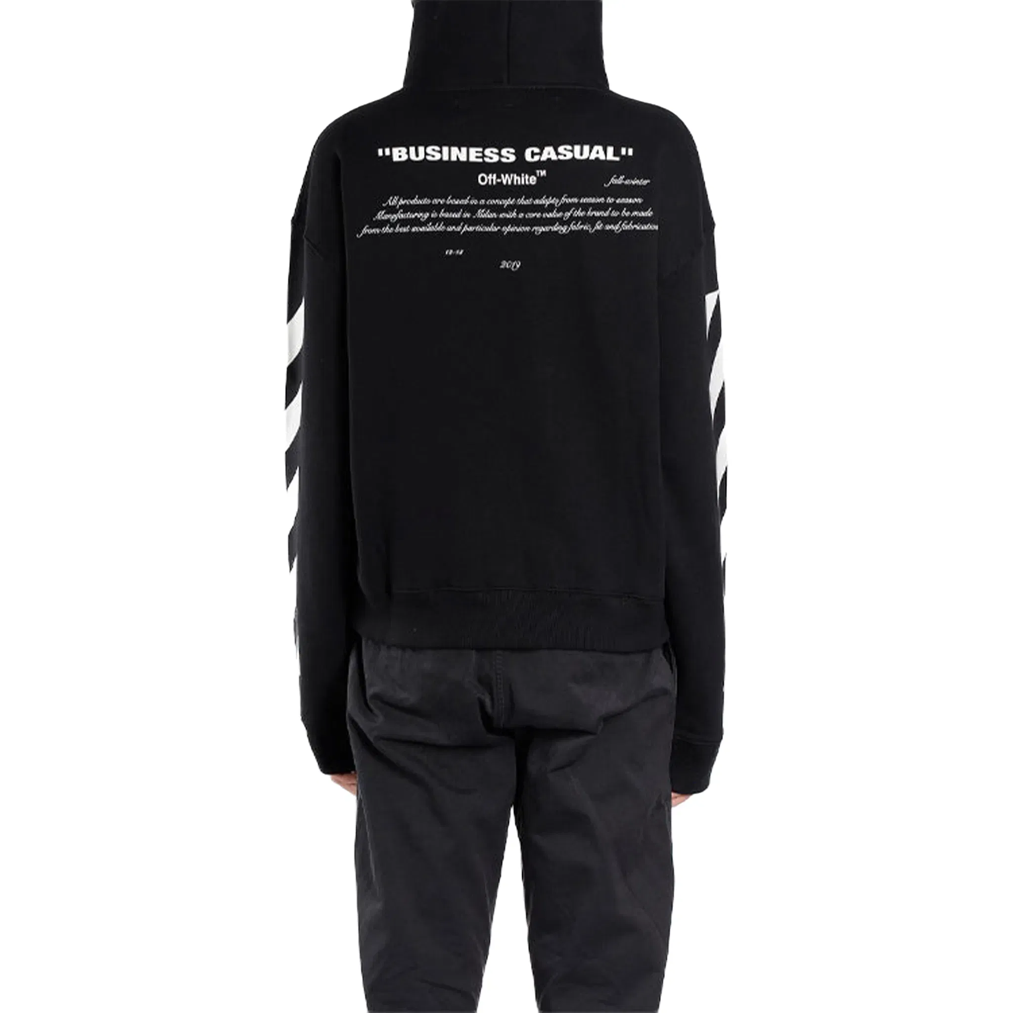 OFF-WHITE Diagonal Bernini Oversized Hoodie Black/Blue (FW18)