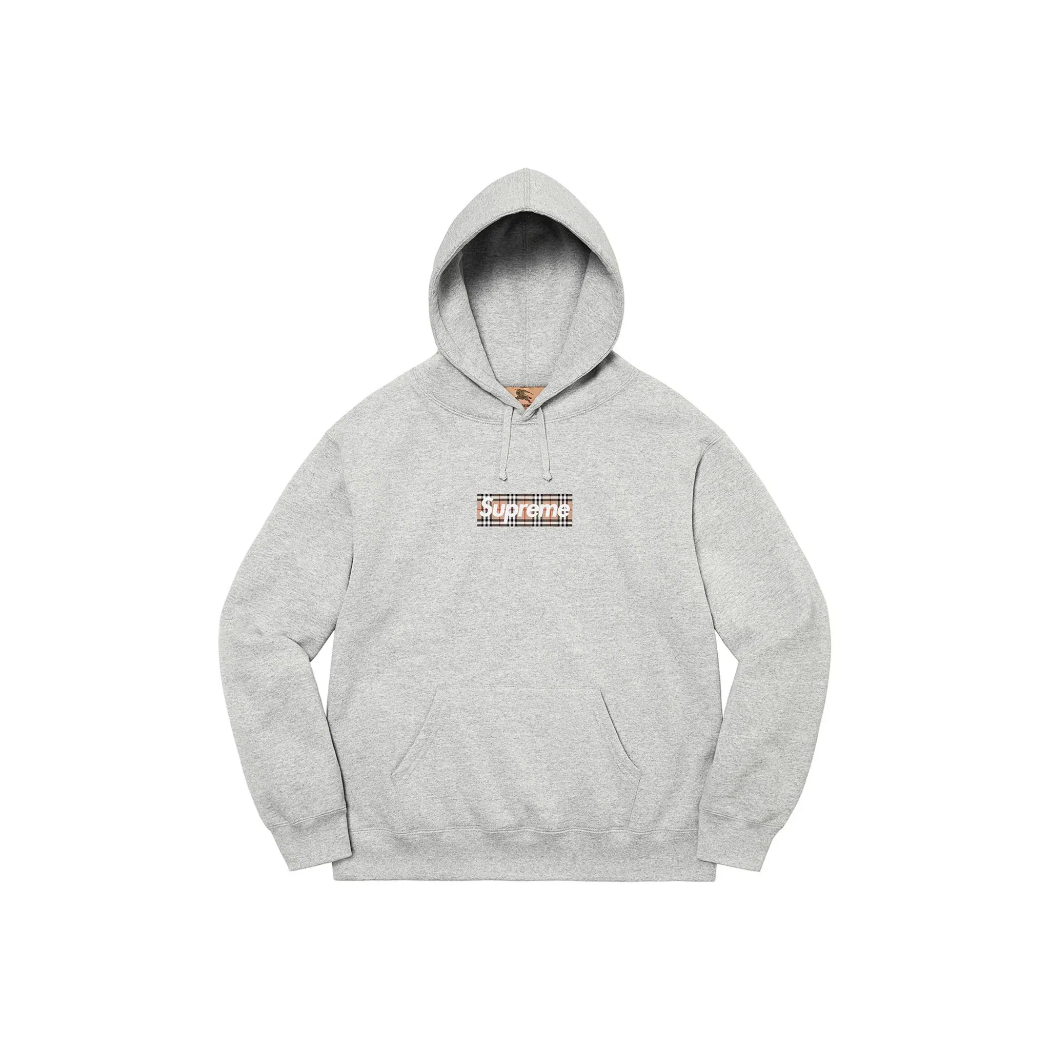 Supreme x BURBERRY Box Logo Hoodie Heather Grey (SS22)