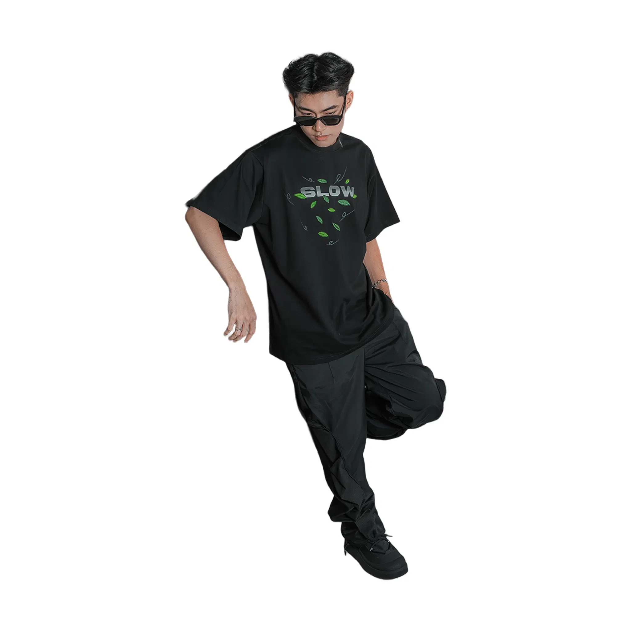 SLOWDOWN Falling Leaf Tee Black (SS25)