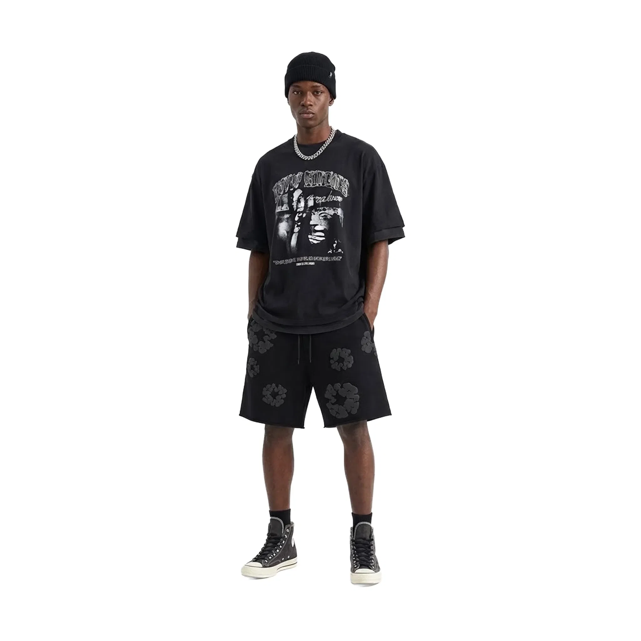 Denim Tears The Cotton Wreath Shorts Black Monochrome (SS24)